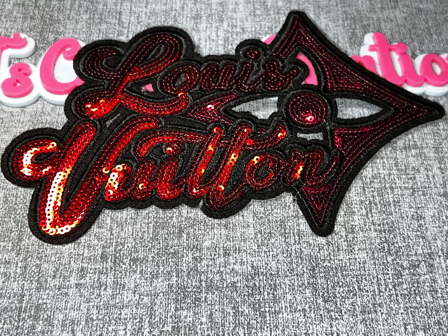 Red Burgundy Sequin Fashion Megaphone Patch – Large Iron On Applique