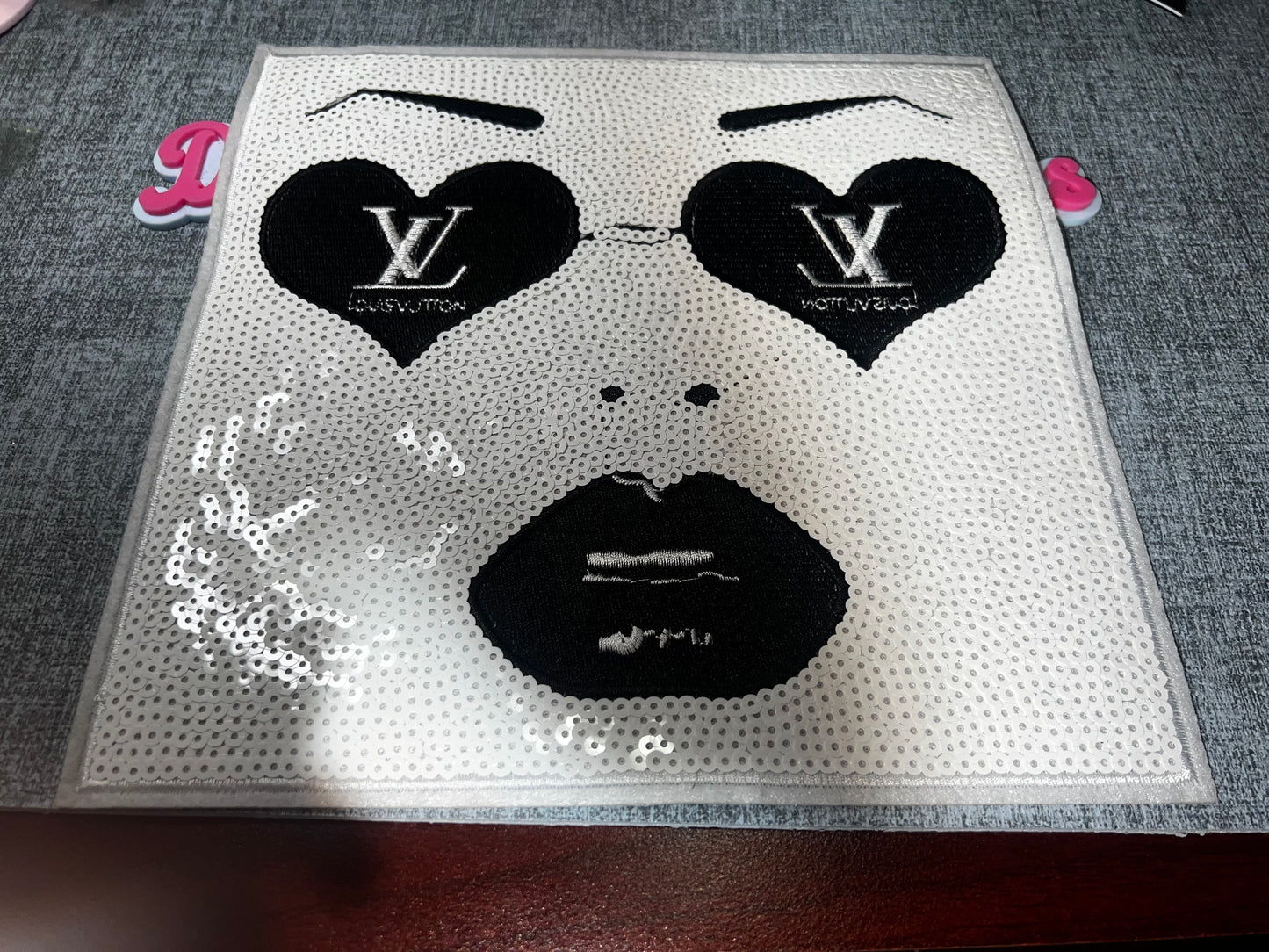 White Sequin Face Sunglasses Patch – Oversized Fashion Sew On Applique