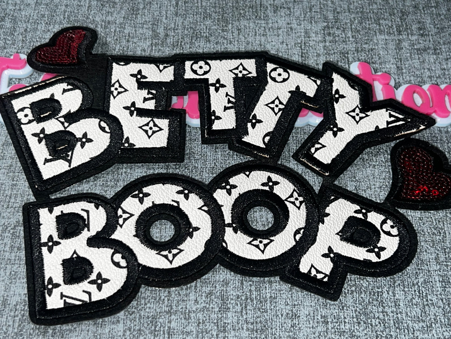 Black White Patterned Letter Fashion Patch – Oversized Embroidered Statement Applique