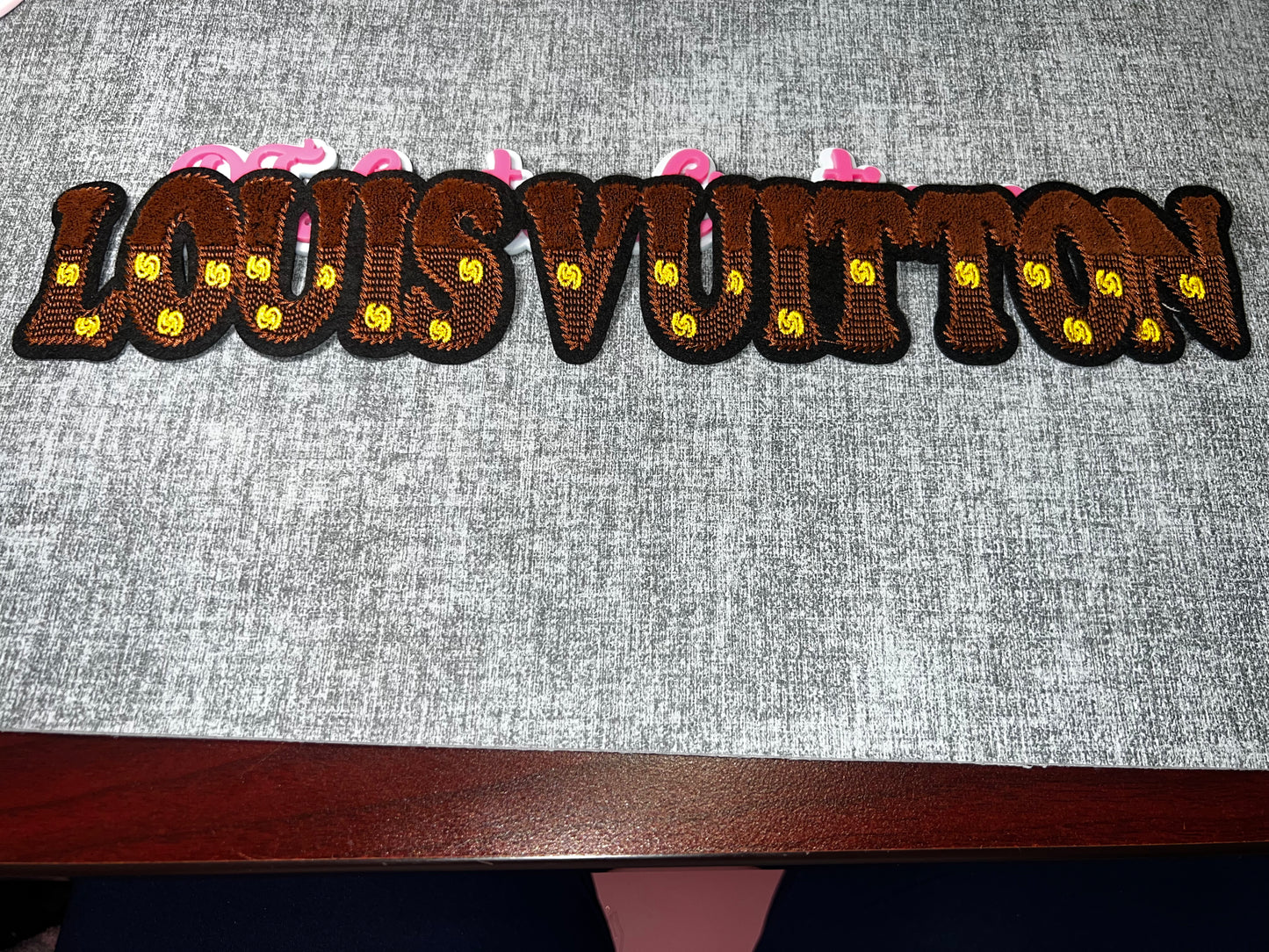 Brown Script Fashion Lettering Patch – Oversized Embroidered Applique