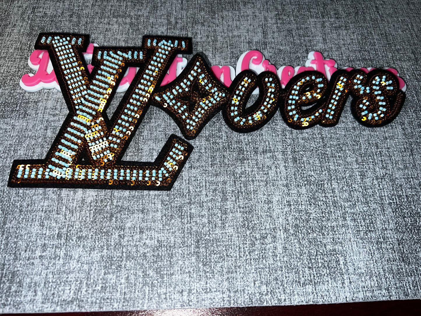 Brown Bronze Sequin Fashion Letter Patch – Oversized Embroidered Statement Applique