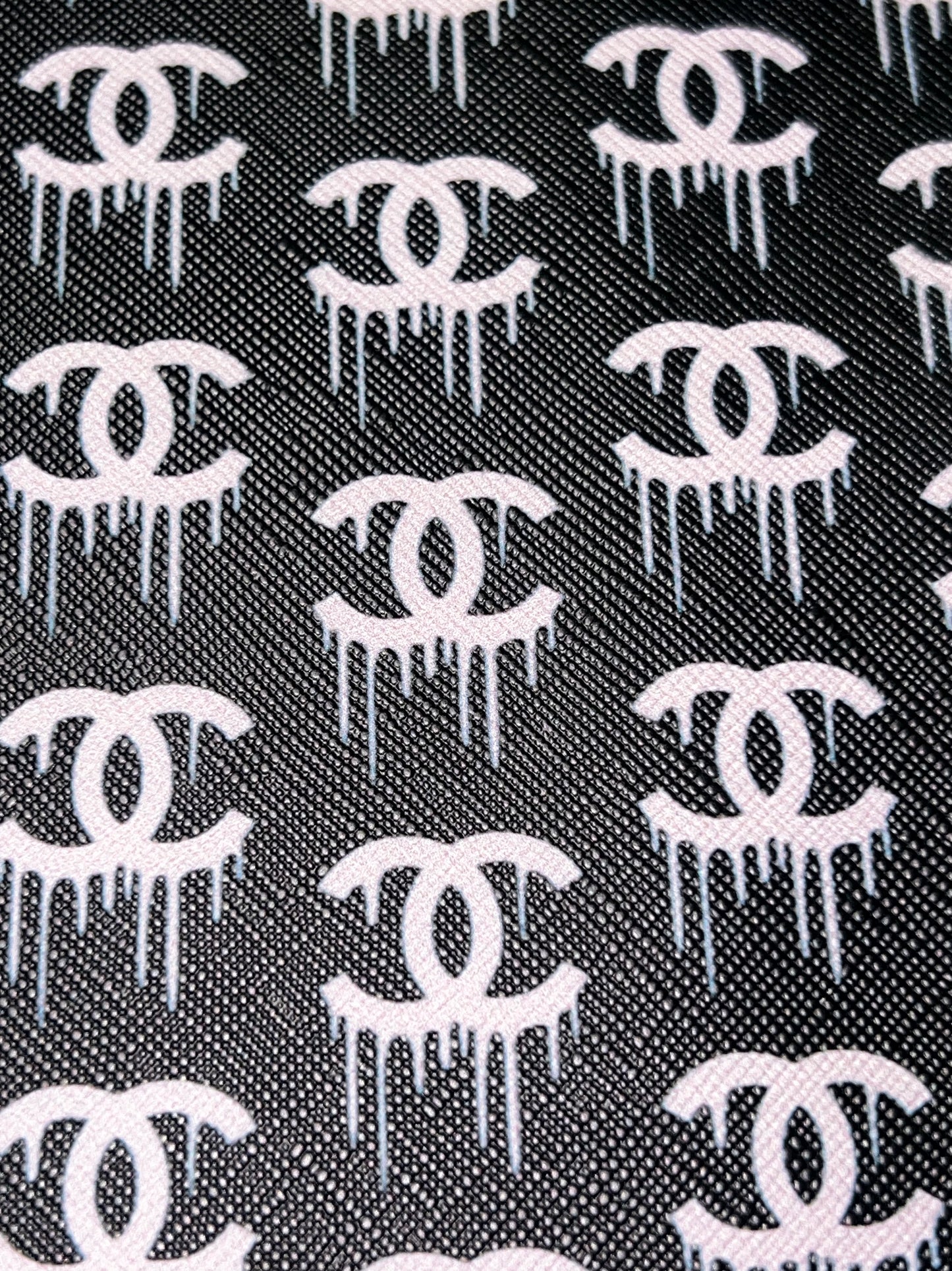 Black Light Pink Dripping Monogram Faux Leather Sheet – Fashion Craft Fabric