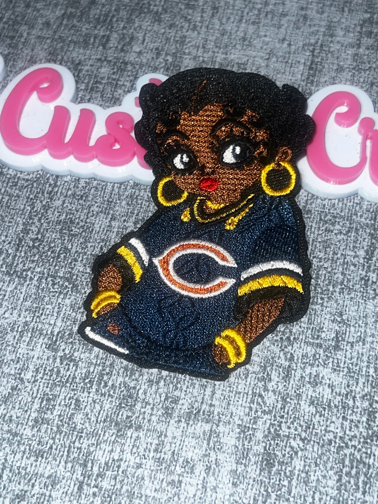 Navy Orange Fashion Woman Embroidered Patch – Iron-On Applique