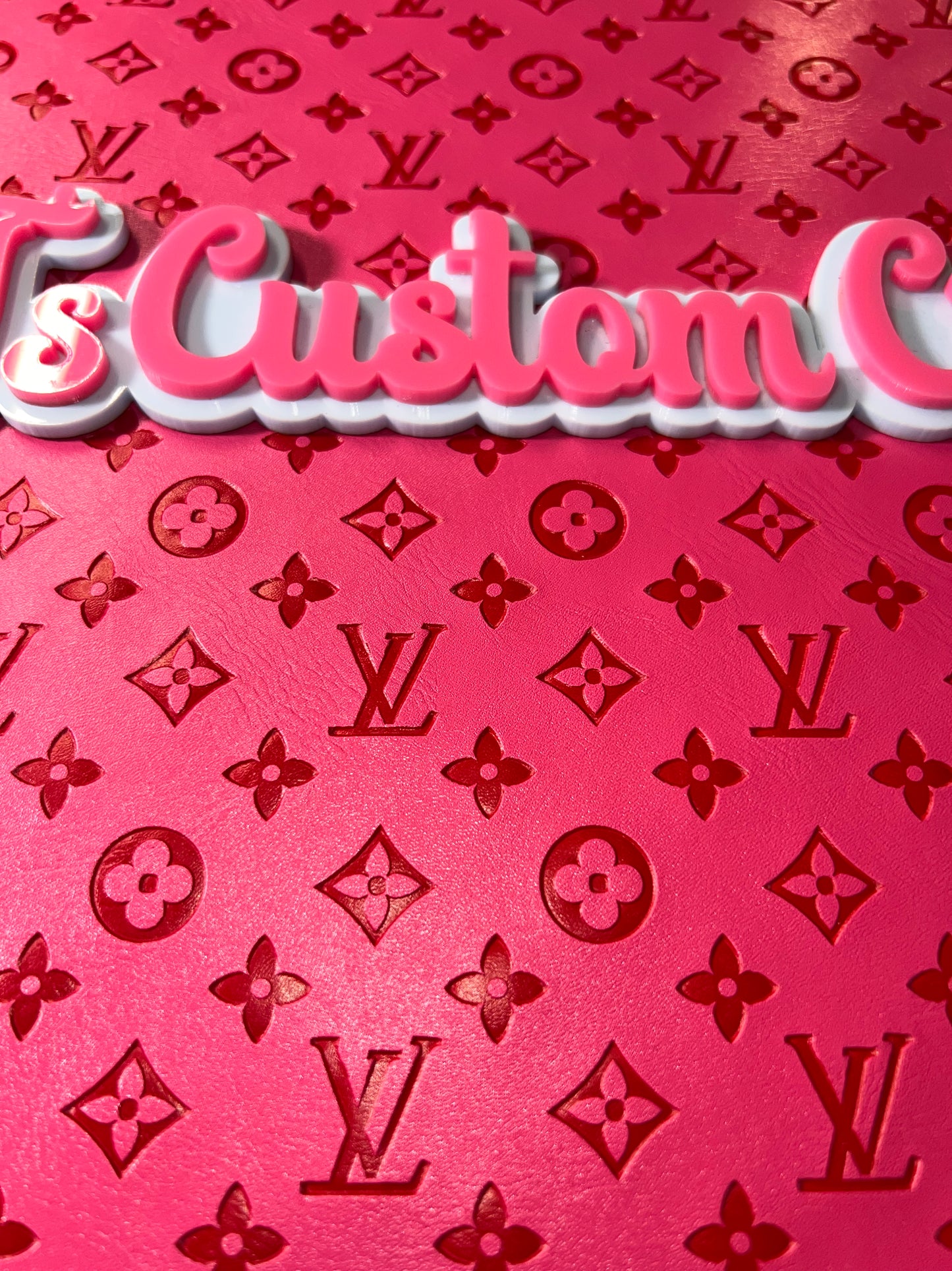 Hot Pink Embossed Monogram Faux Leather Sheet 9x12 – Faux Leather for Bows, Earrings & DIY Crafts