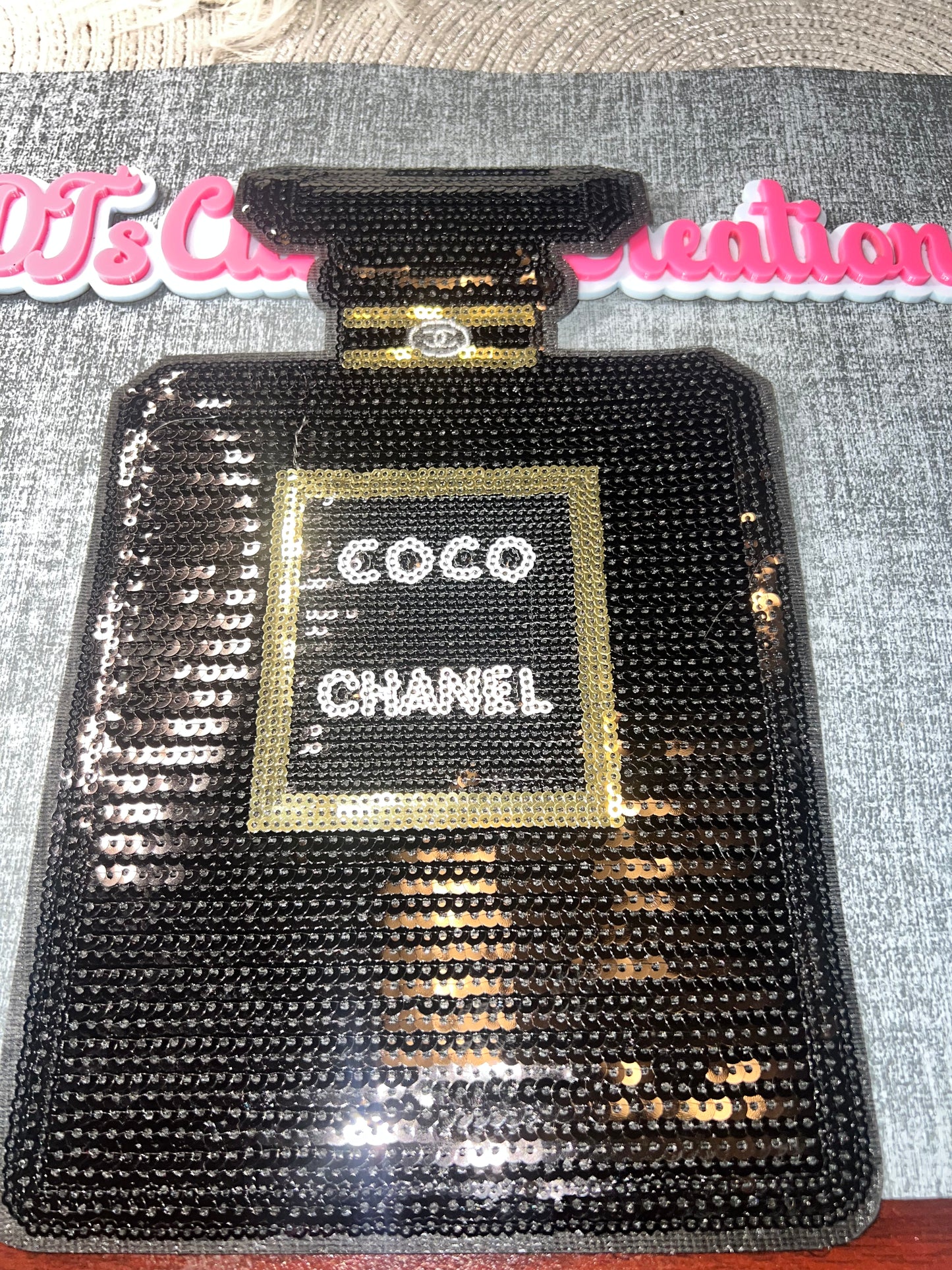 Sequin Perfume Bottle Patch – Statement Glam