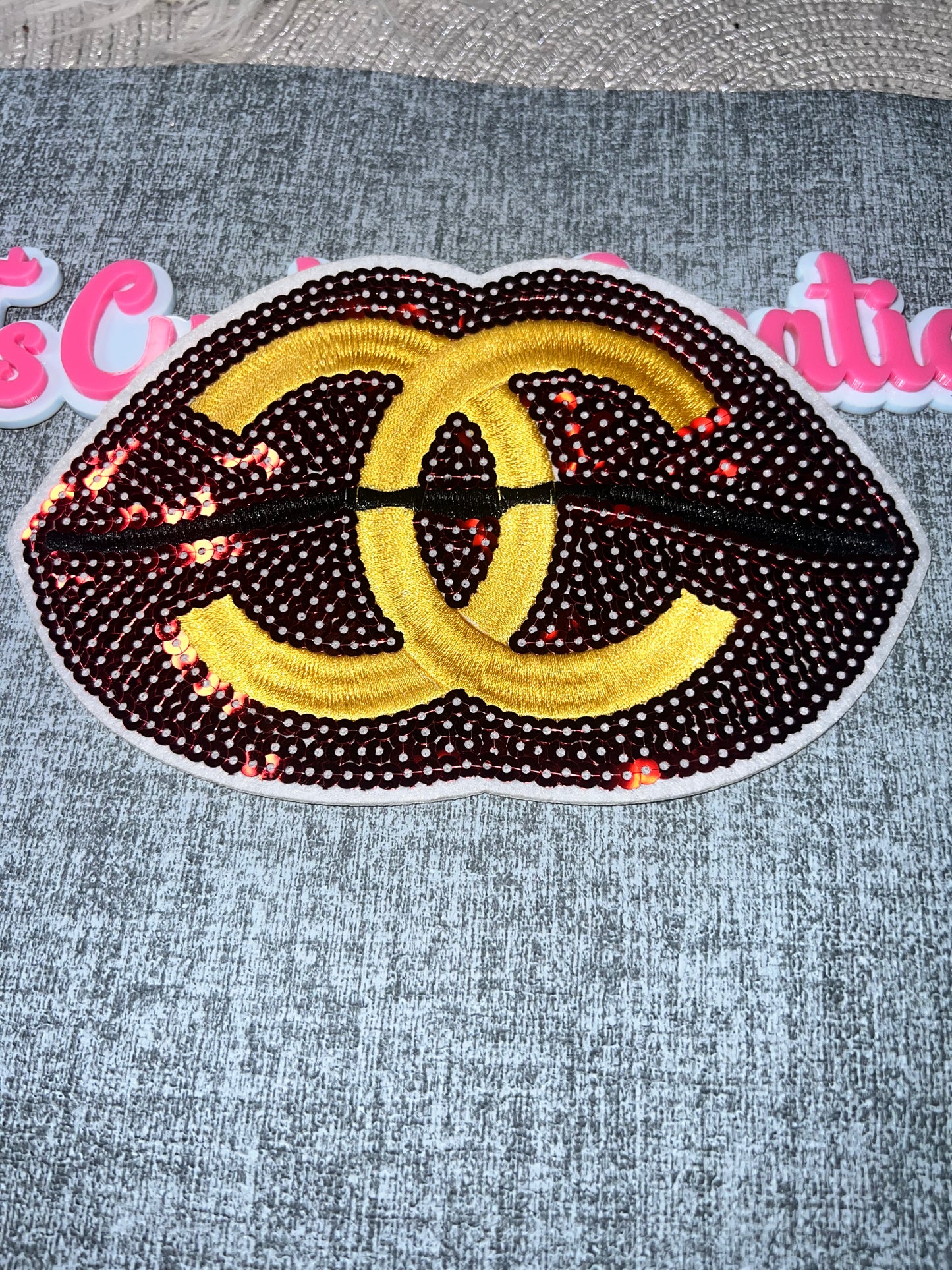 Sequin Lip Statement Patch – Glam Bold Design