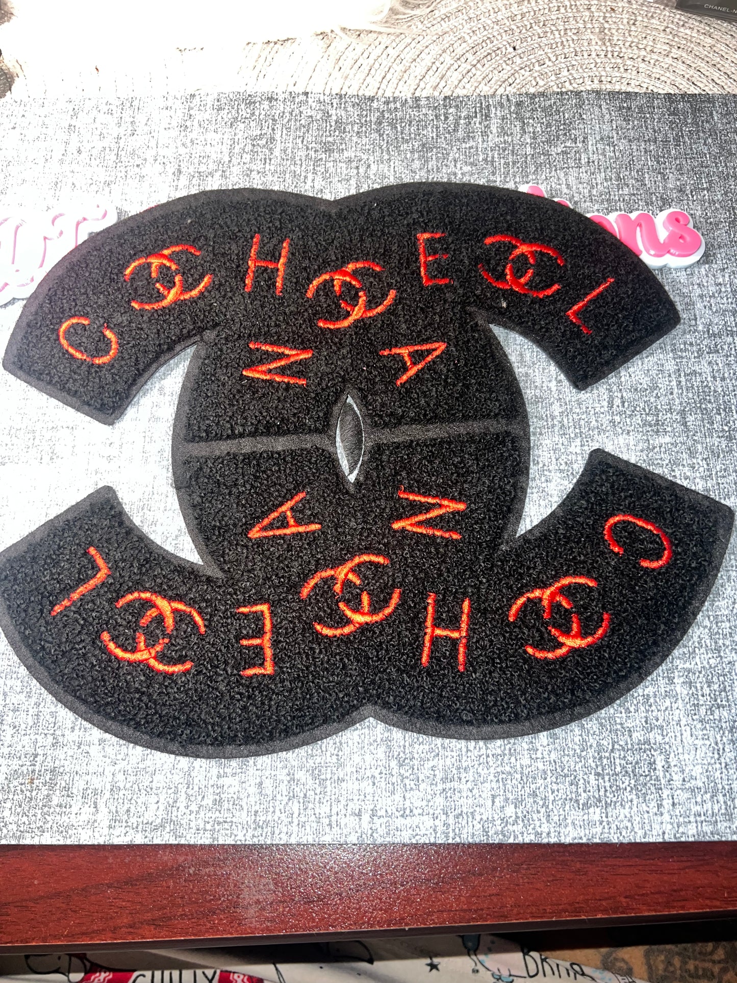 Black & Red Fuzzy Logo Patch