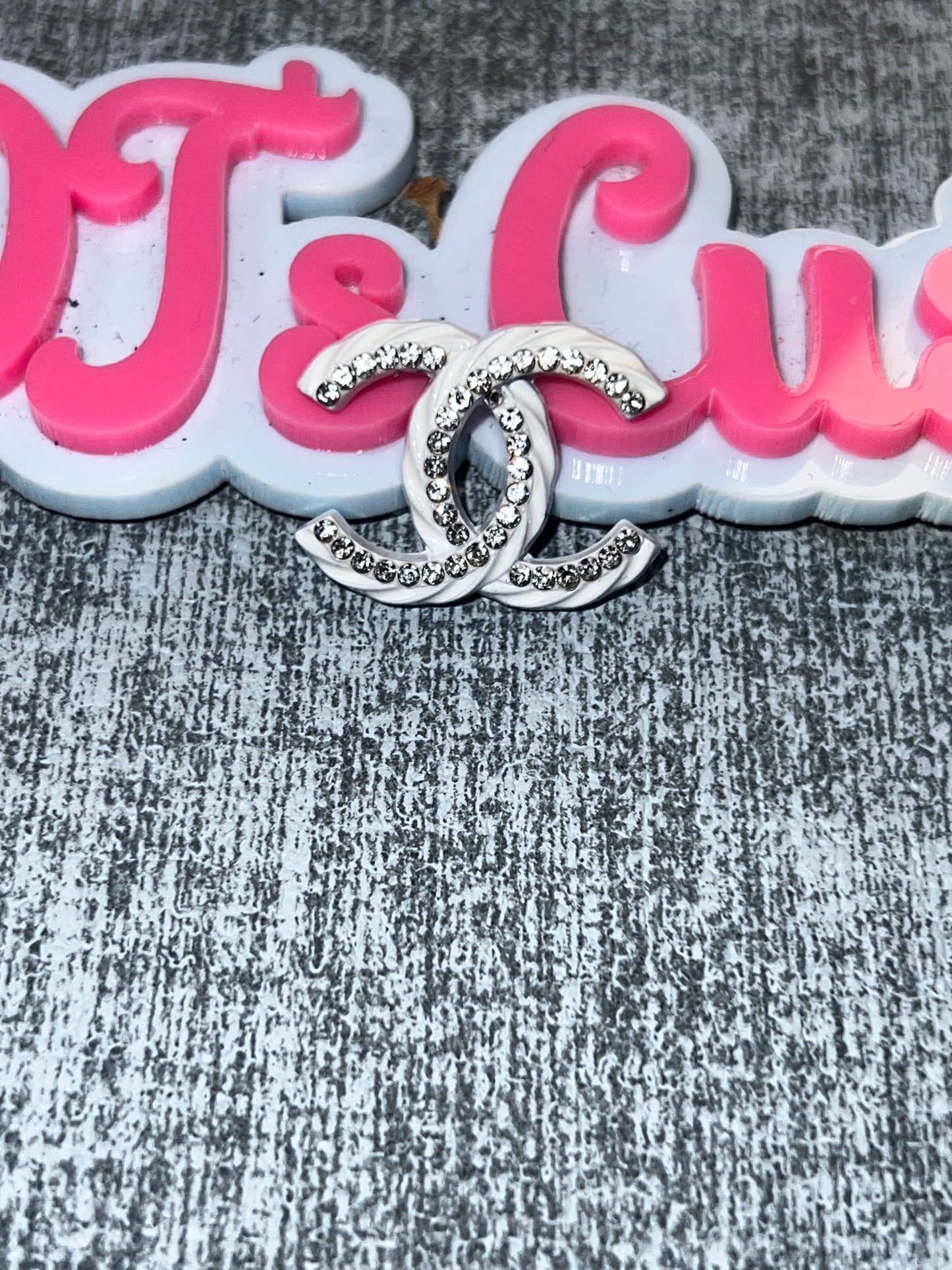 White Rhinestone Double Loop Flatback Charm – Bling Accent for DIY Crafts