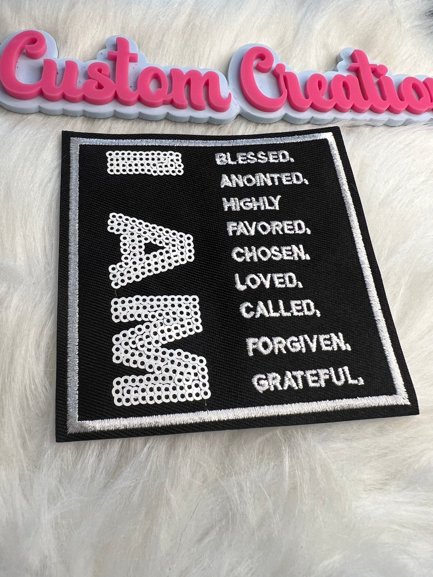 Sequin Black White I AM