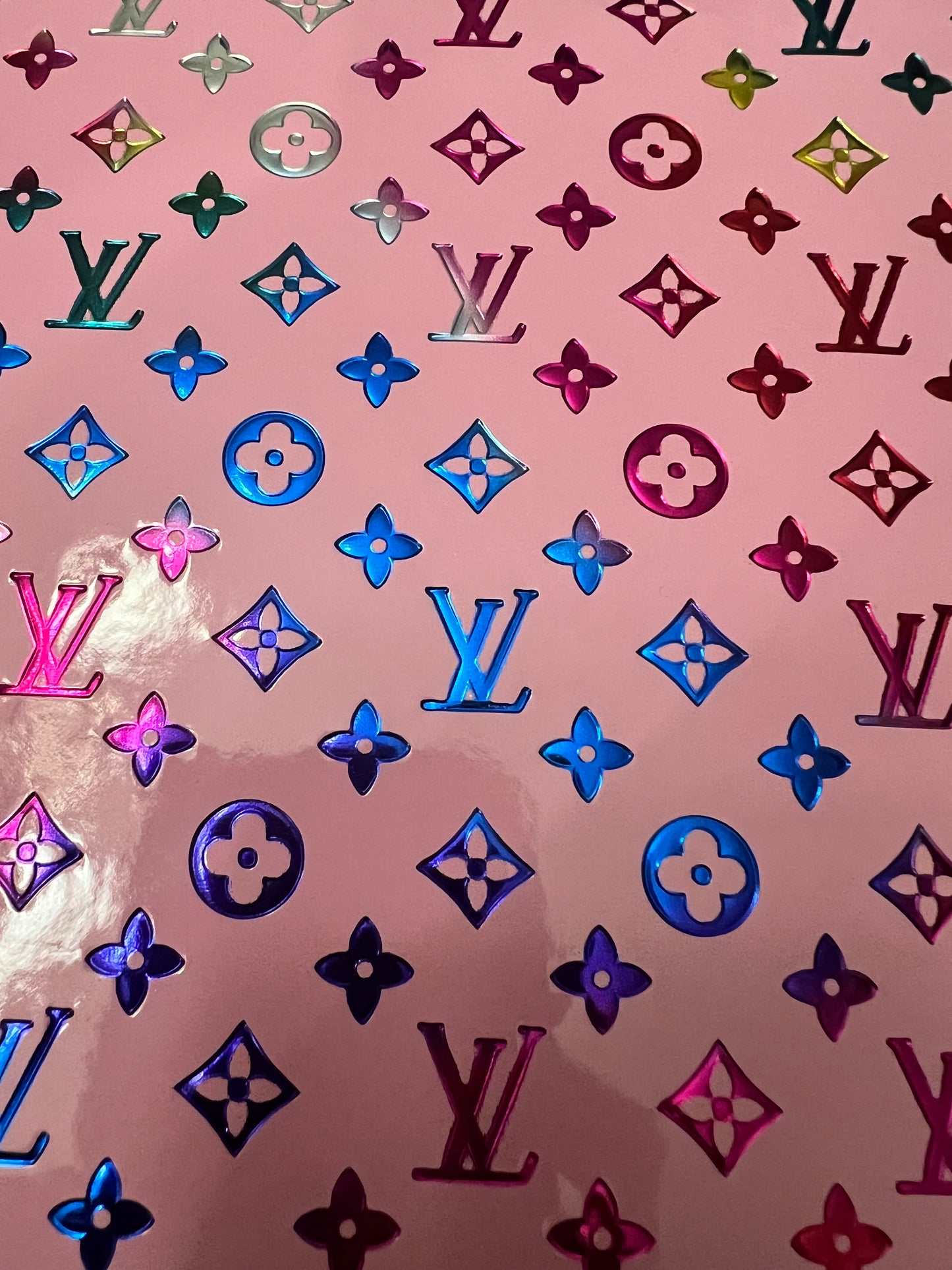 Pink LV Multi Color Embossed