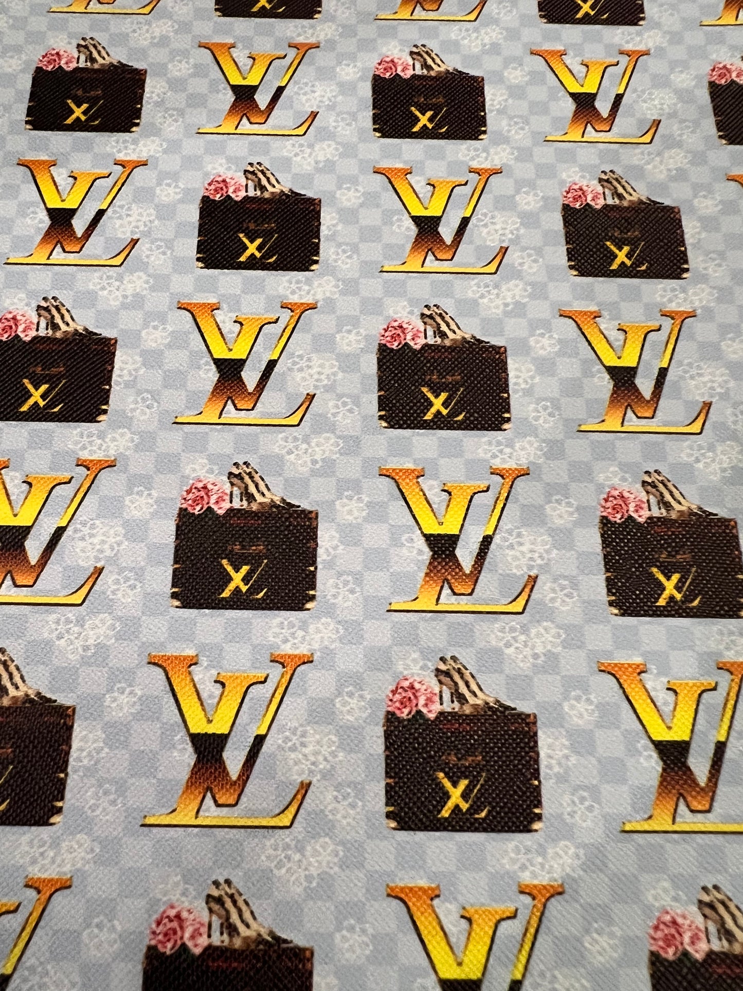 Blue Gold Brown LV suit case