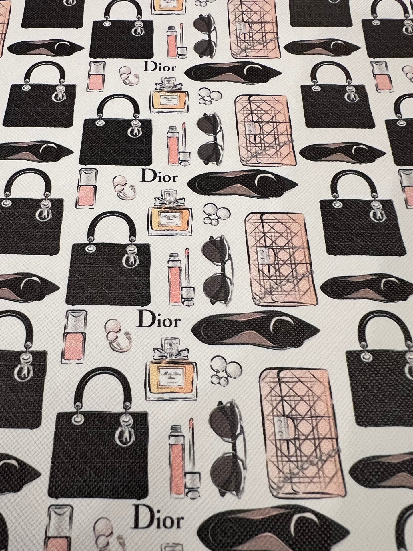 White Dior Purse Shoe Glass