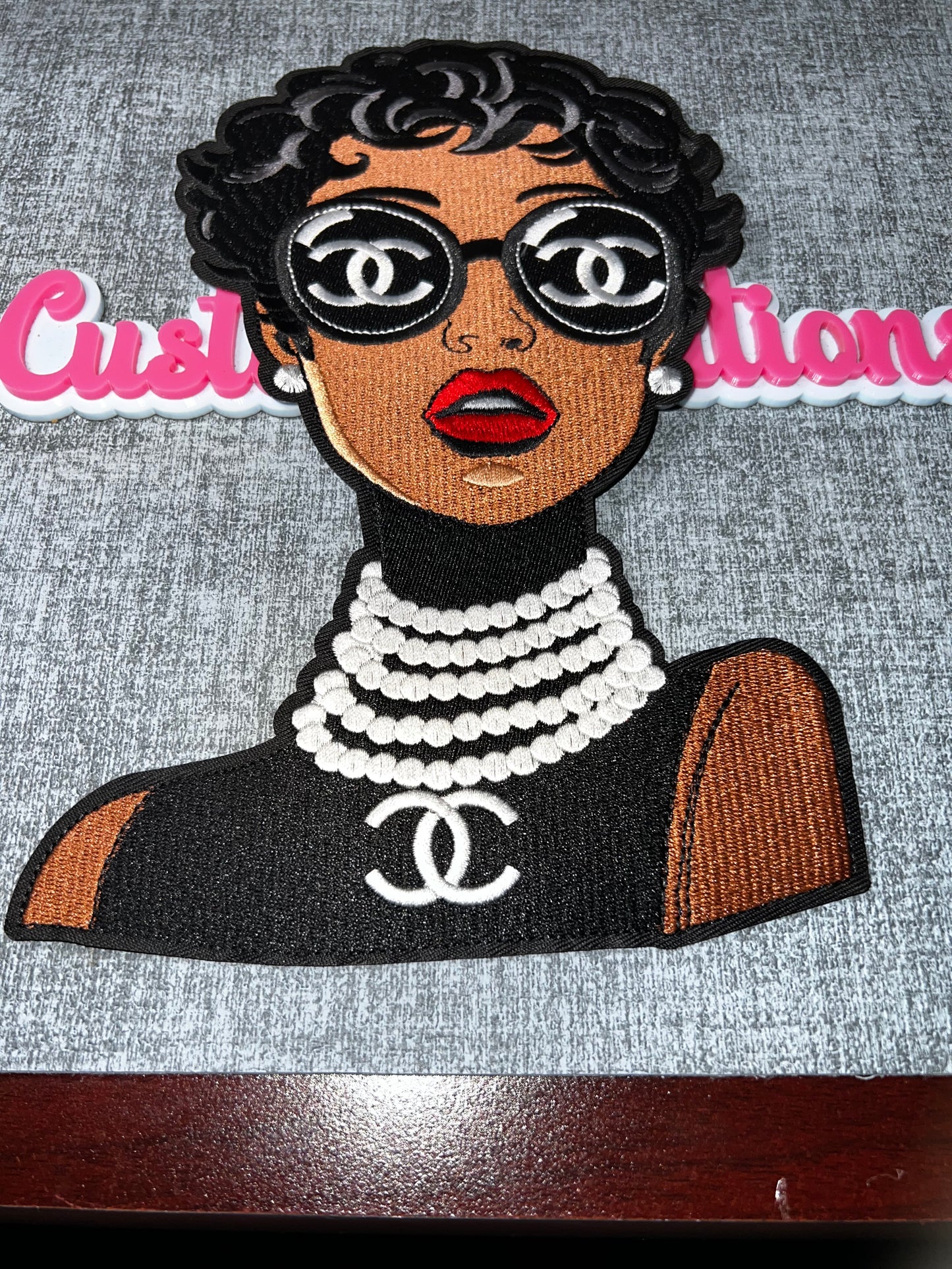 Black Glam Fashion Lady Embroidered Patch β Statement Patch β Iron On Applique β Approx. 6 Inch