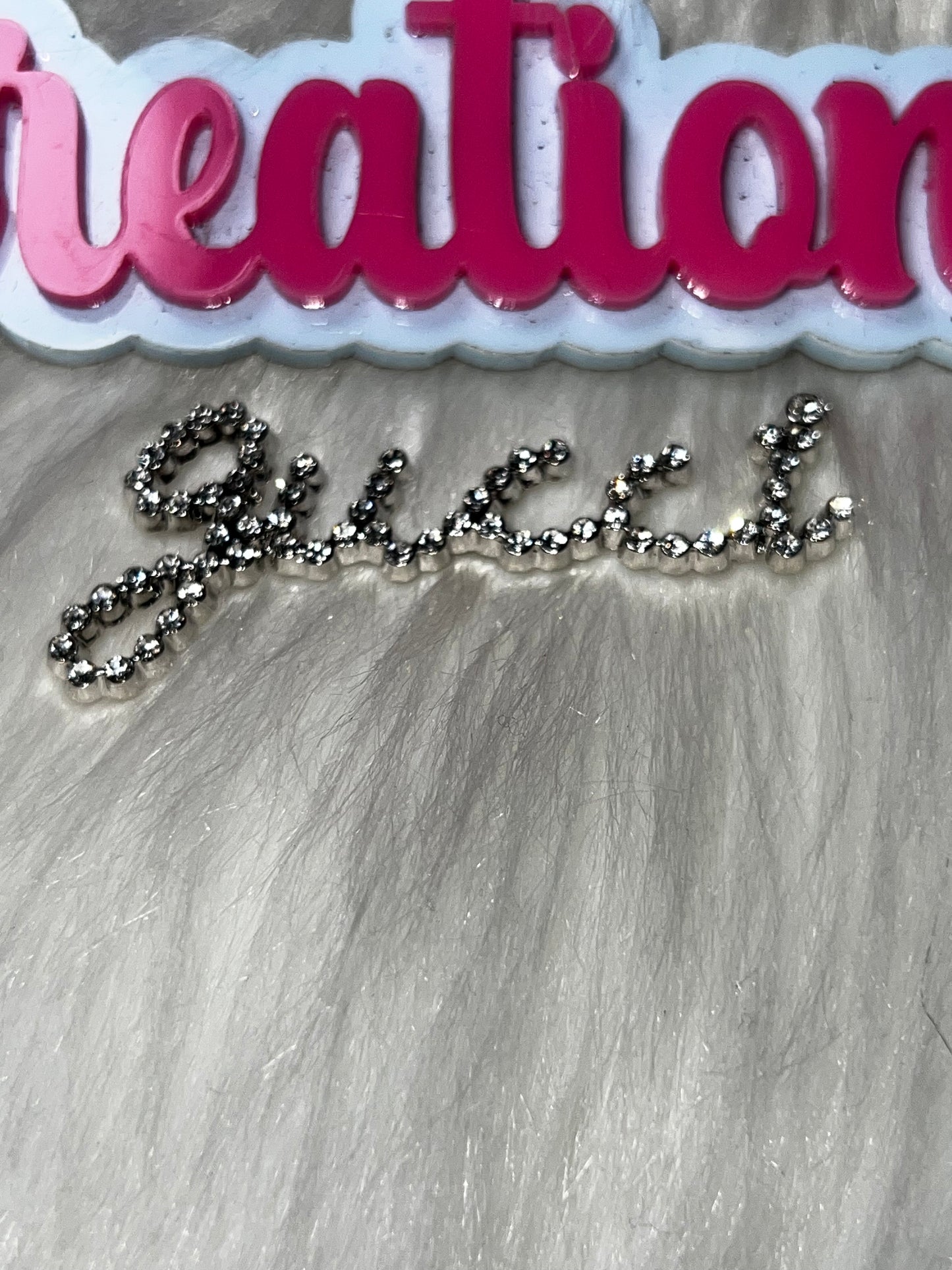 Silver Rhinestone Script Word Charm – Decorative Craft Embellishment