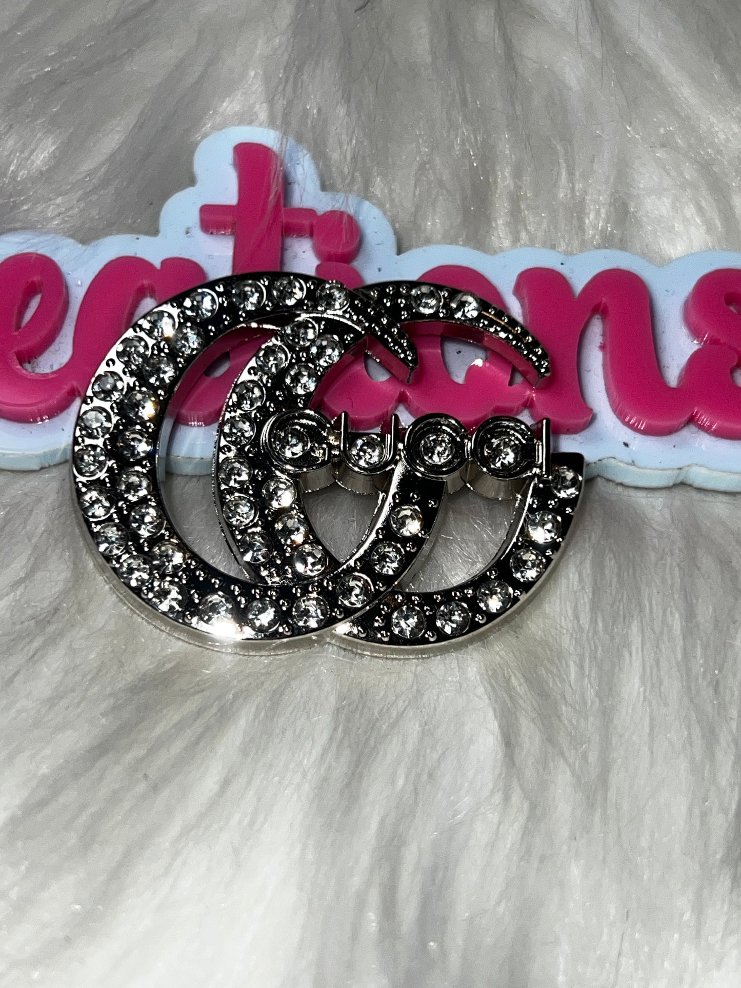 Silver Rhinestone Double Circle Charm – Decorative Craft Embellishment