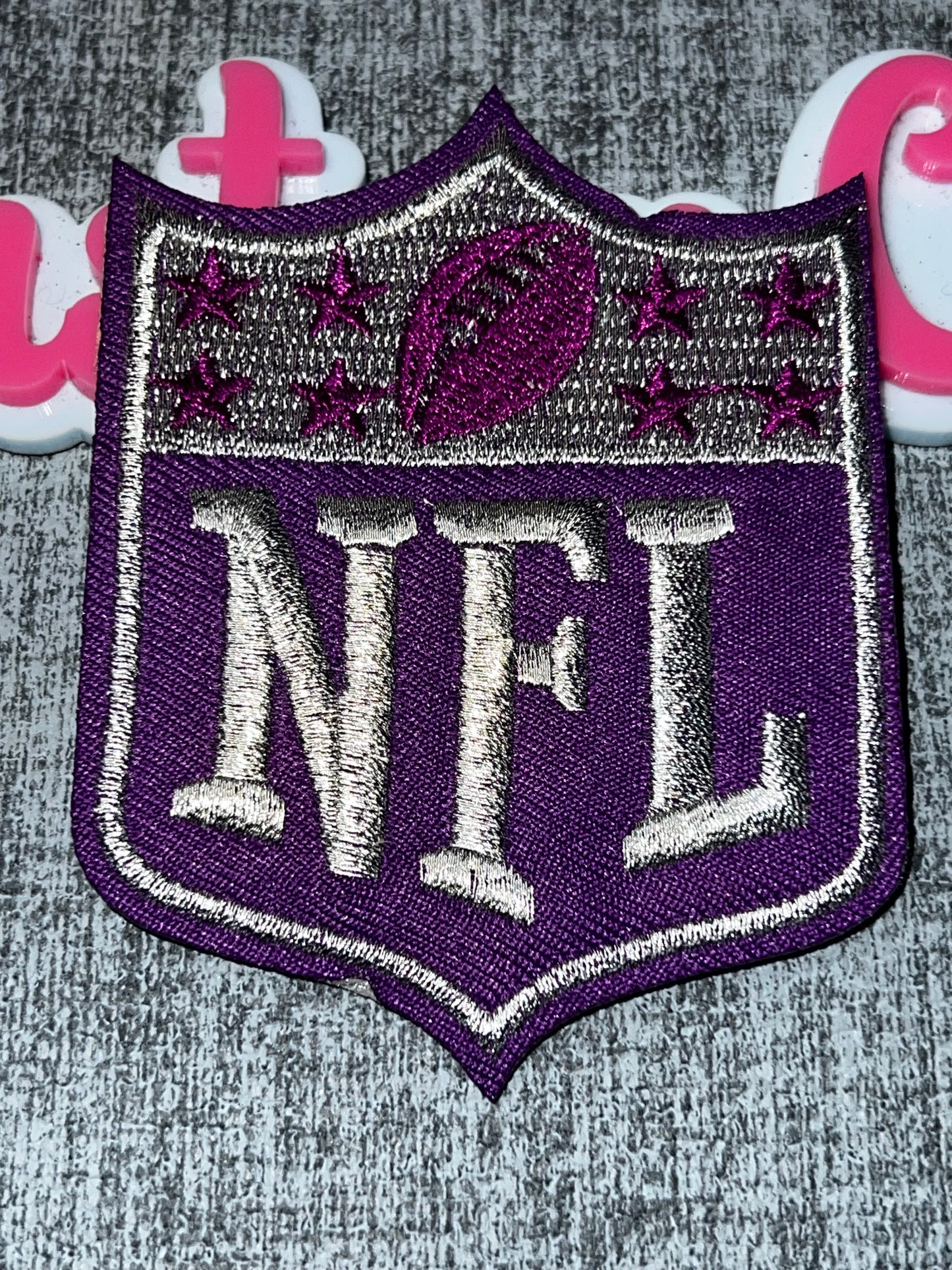 Purple & Silver Shield Embroidered Iron-On Patch