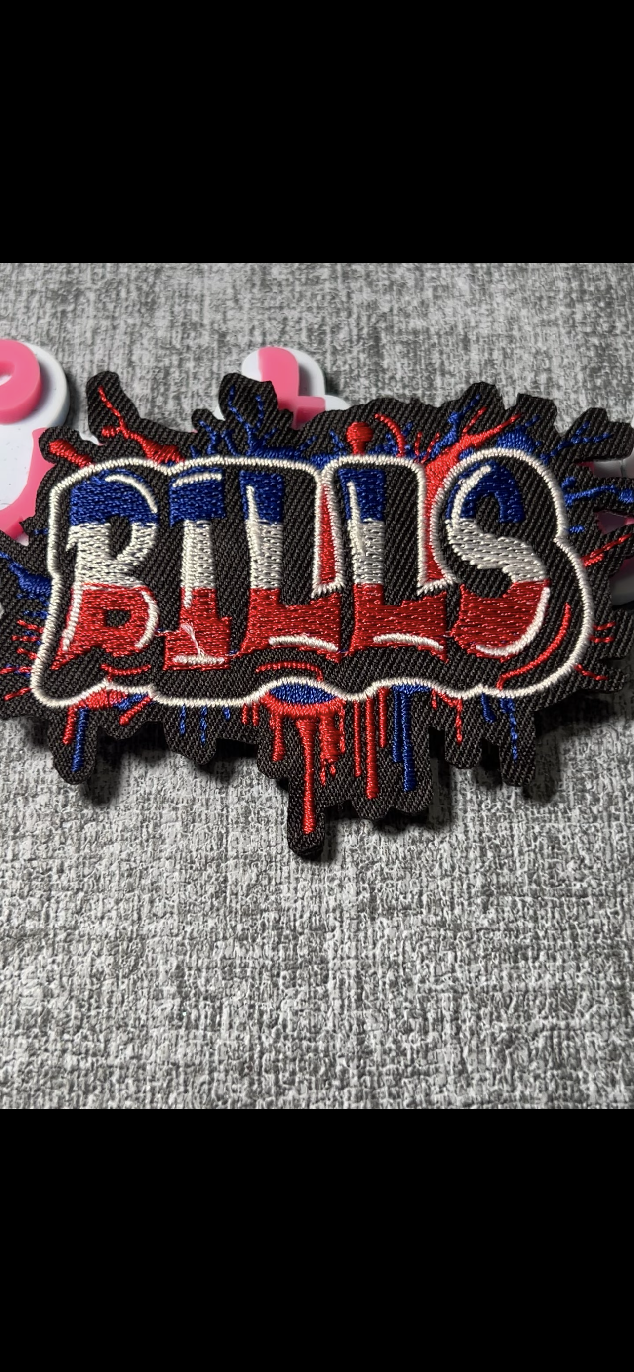 Red White Blue Graffiti Lettering Embroidered Iron-On Patch | Embroidered Decorative Appliqué