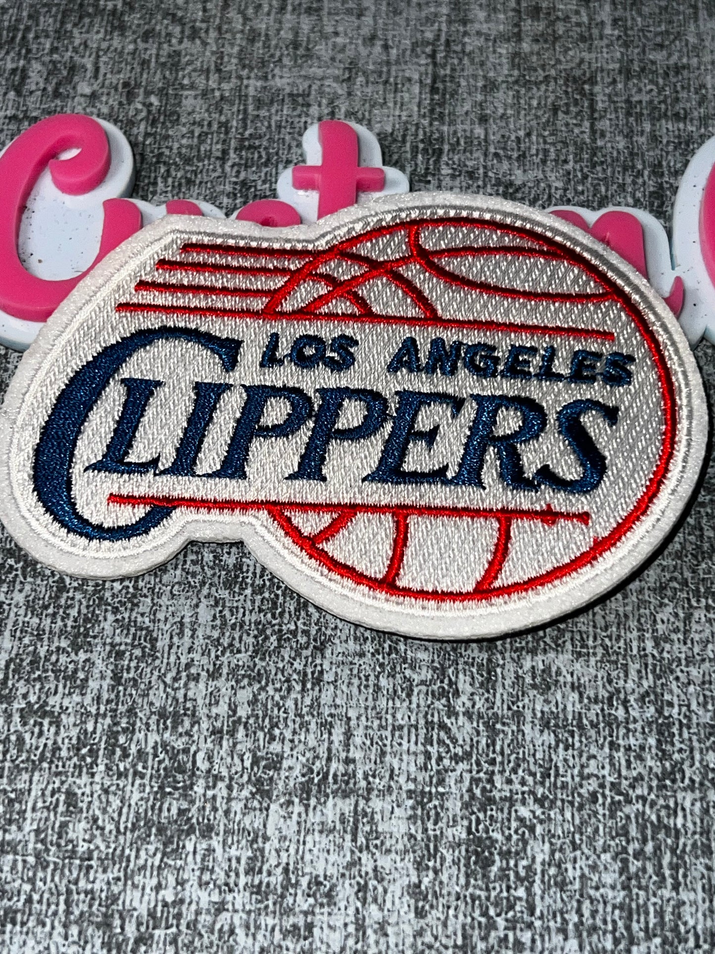 Red Blue Oval Embroidered Iron-On Patch | Statement Appliqué