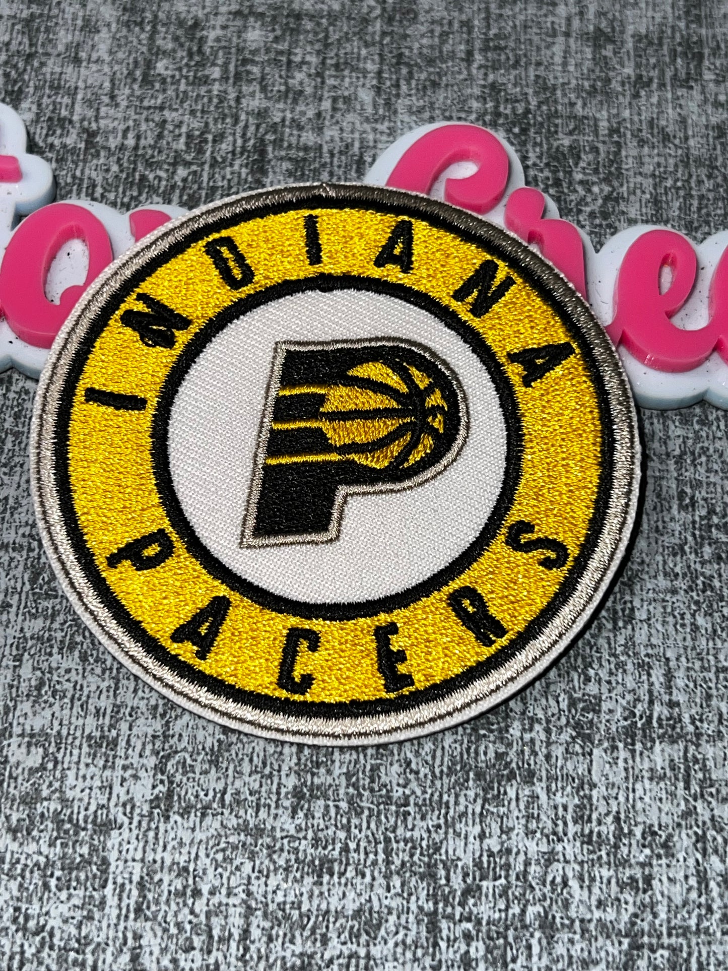 Yellow White Circle Letter Embroidered Iron-On Patch | Statement Appliqué