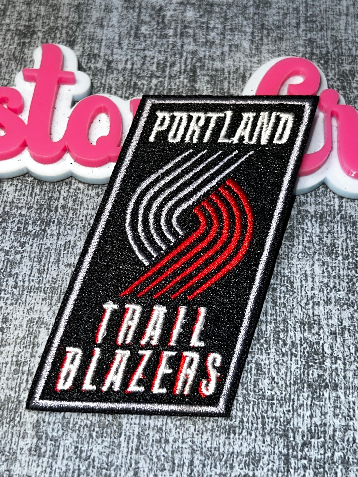 Red White Stripe Embroidered Iron-On Patch | Statement Appliqué