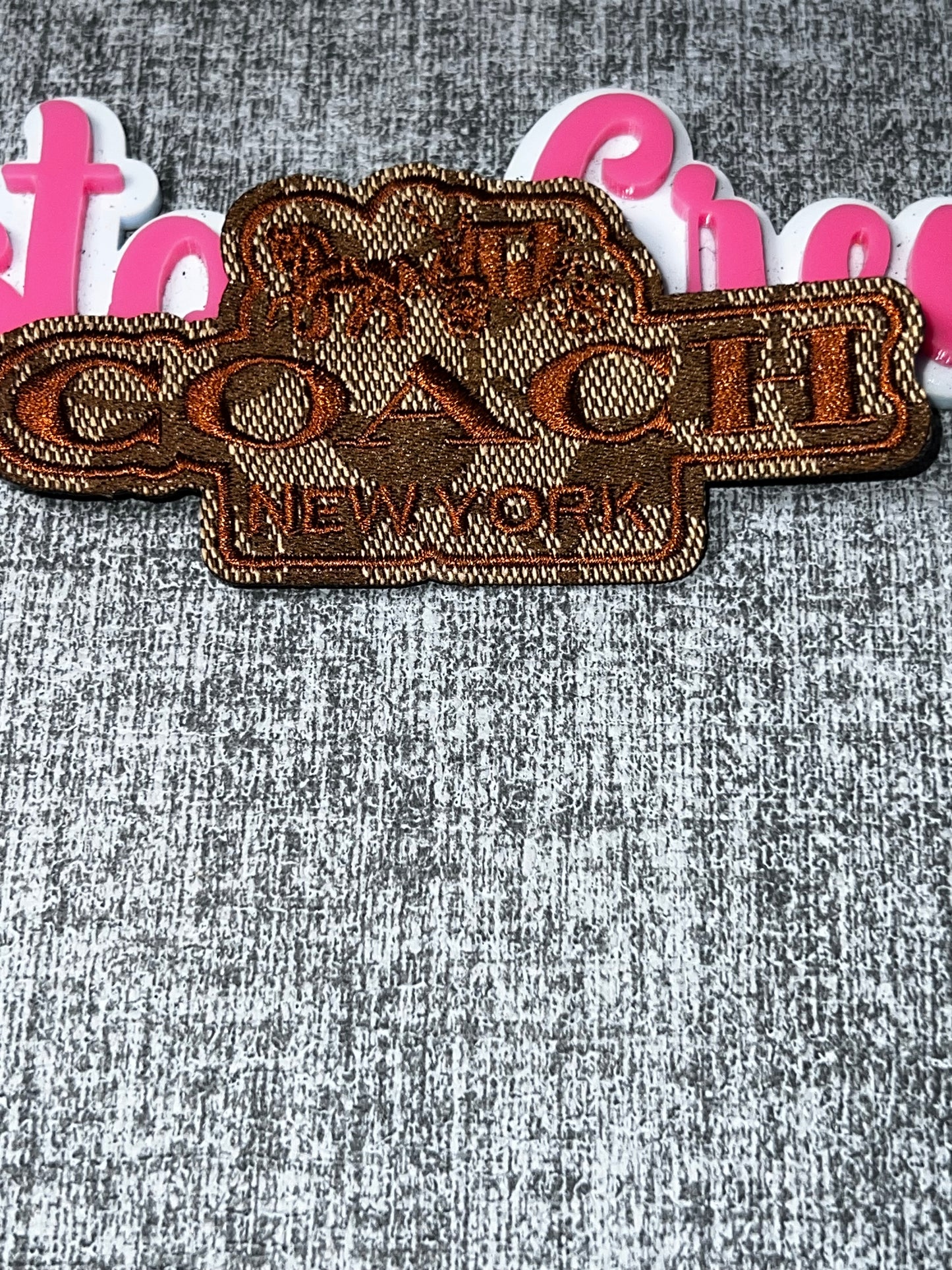 Brown Tan Fashion Script Embroidered Iron-On Patch | Statement Appliqué