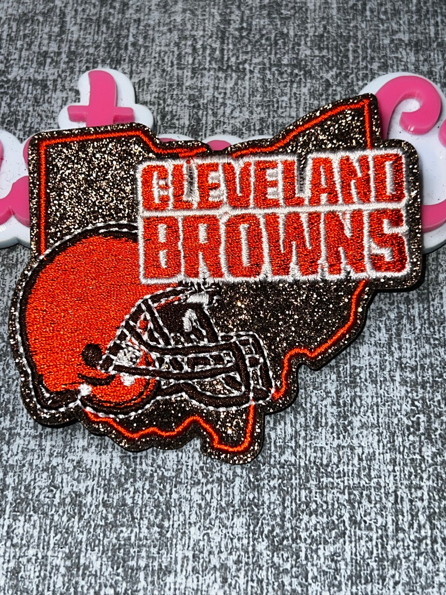 Brown Orange Helmet State Embroidered Iron-On Patch | Statement Appliqué