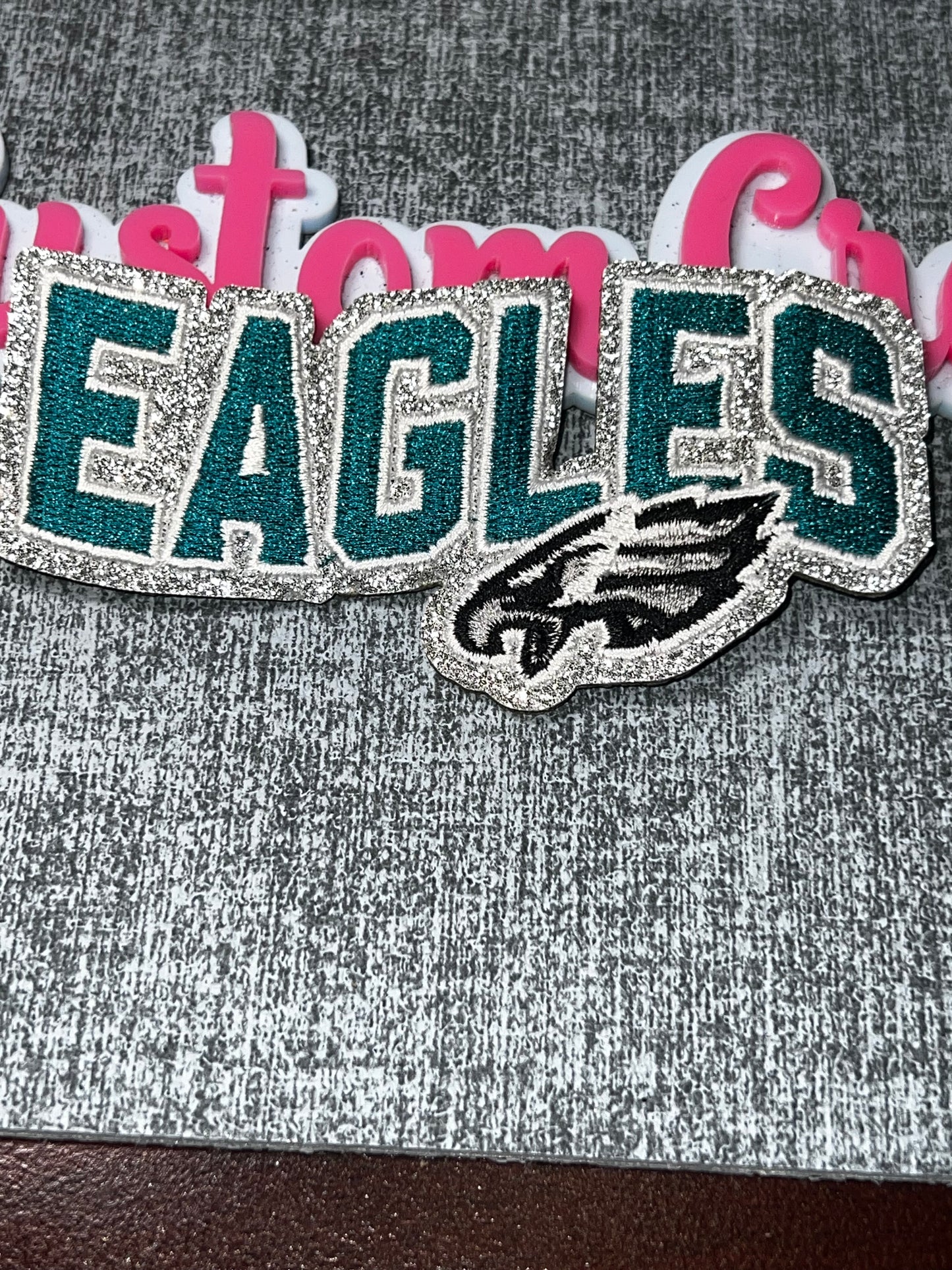 Teal Silver Letter Embroidered Iron-On Patch | Statement Appliqué