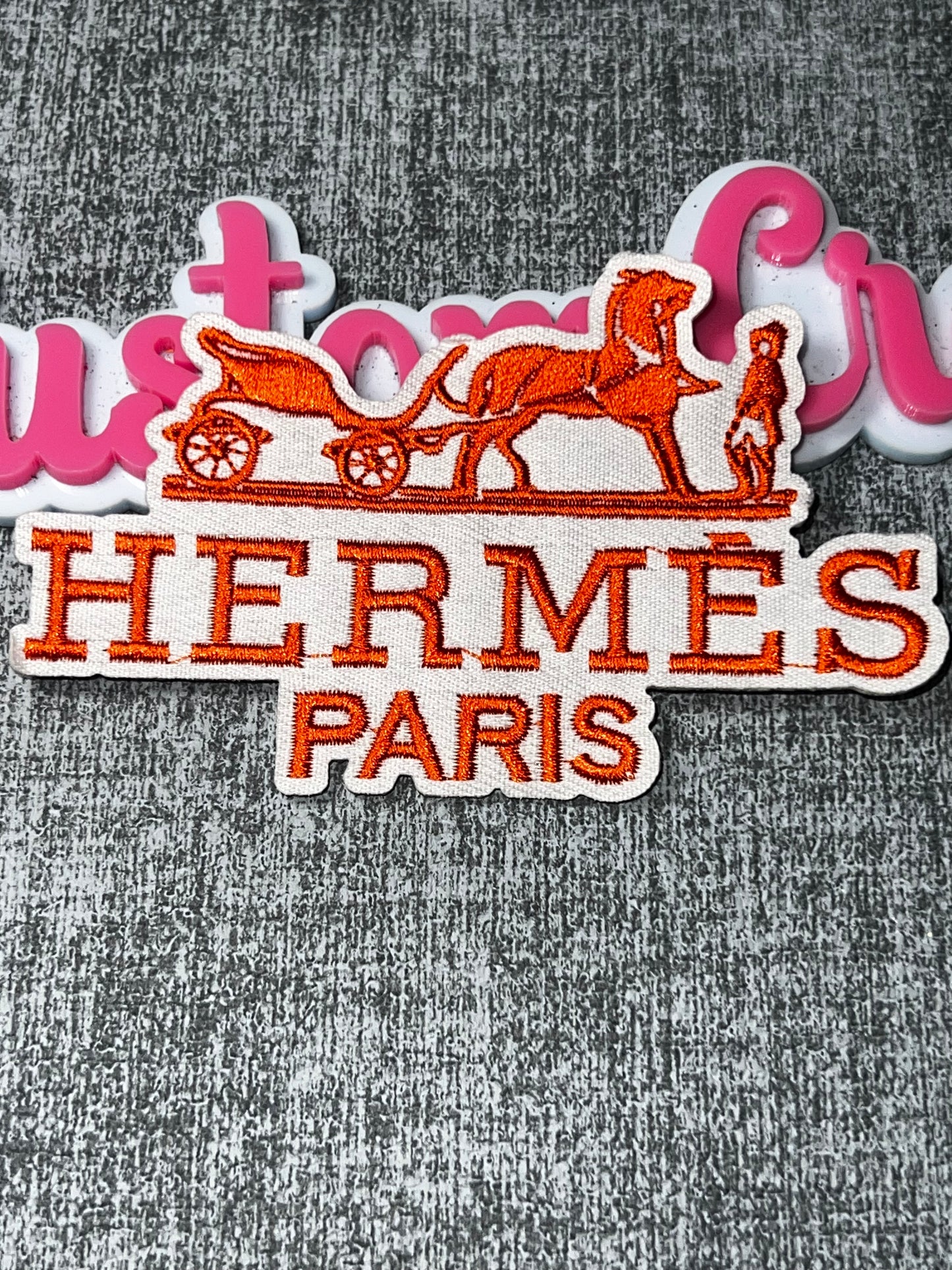 Orange Horse and Carriage Embroidered Iron-On Patch | Fashion Transportation Applique for Jackets and Bags