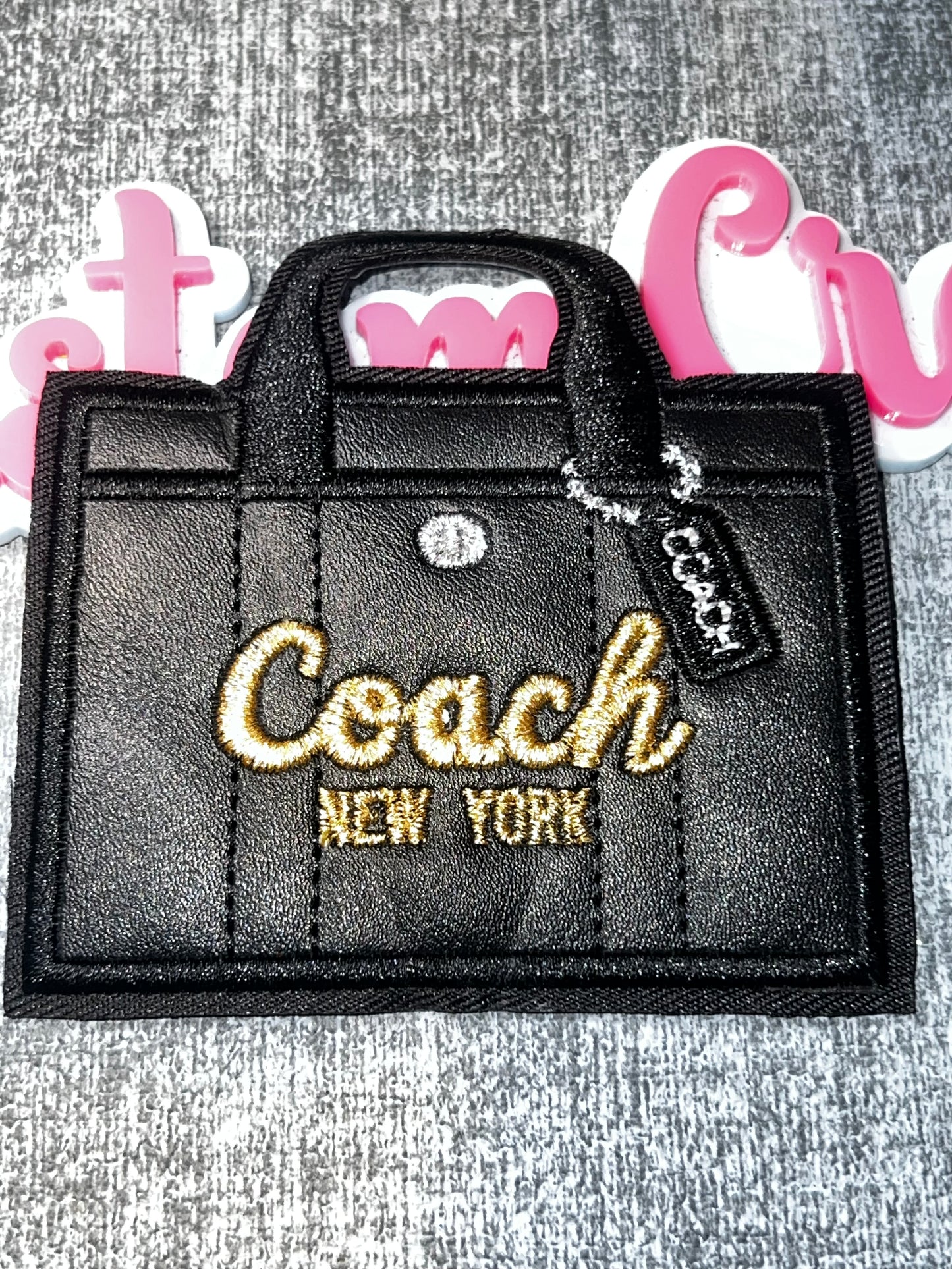 Black Handbag Embroidered Iron-On Patch | Fashion Purse Applique for Jackets Bags and DIY Projects