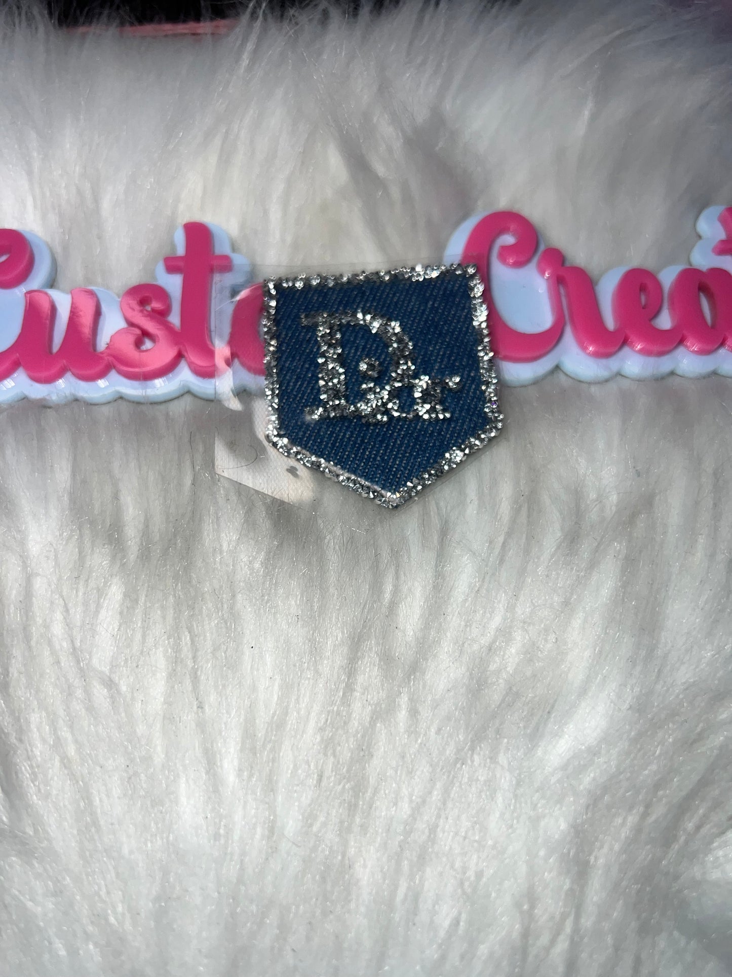 💎 Crystal Denim Initial Pocket Patch (Iron-On)