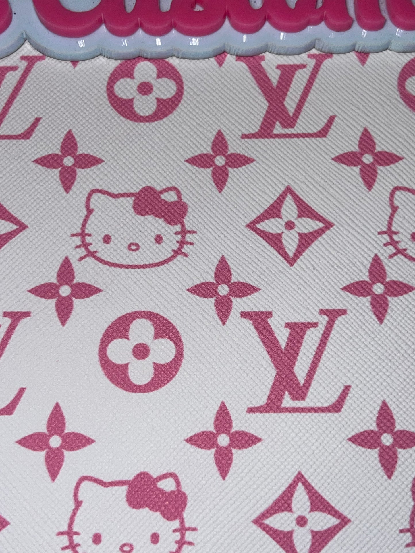 Pink Kitty Monogram Inspired Faux Leather Sheet