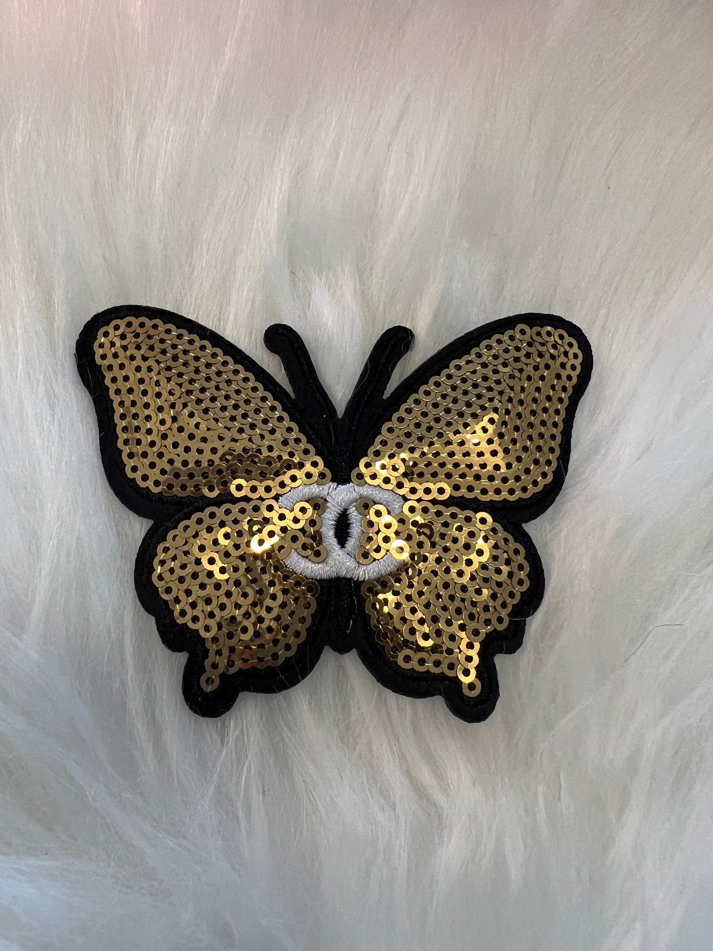 Black Gold sequin butterfly CC