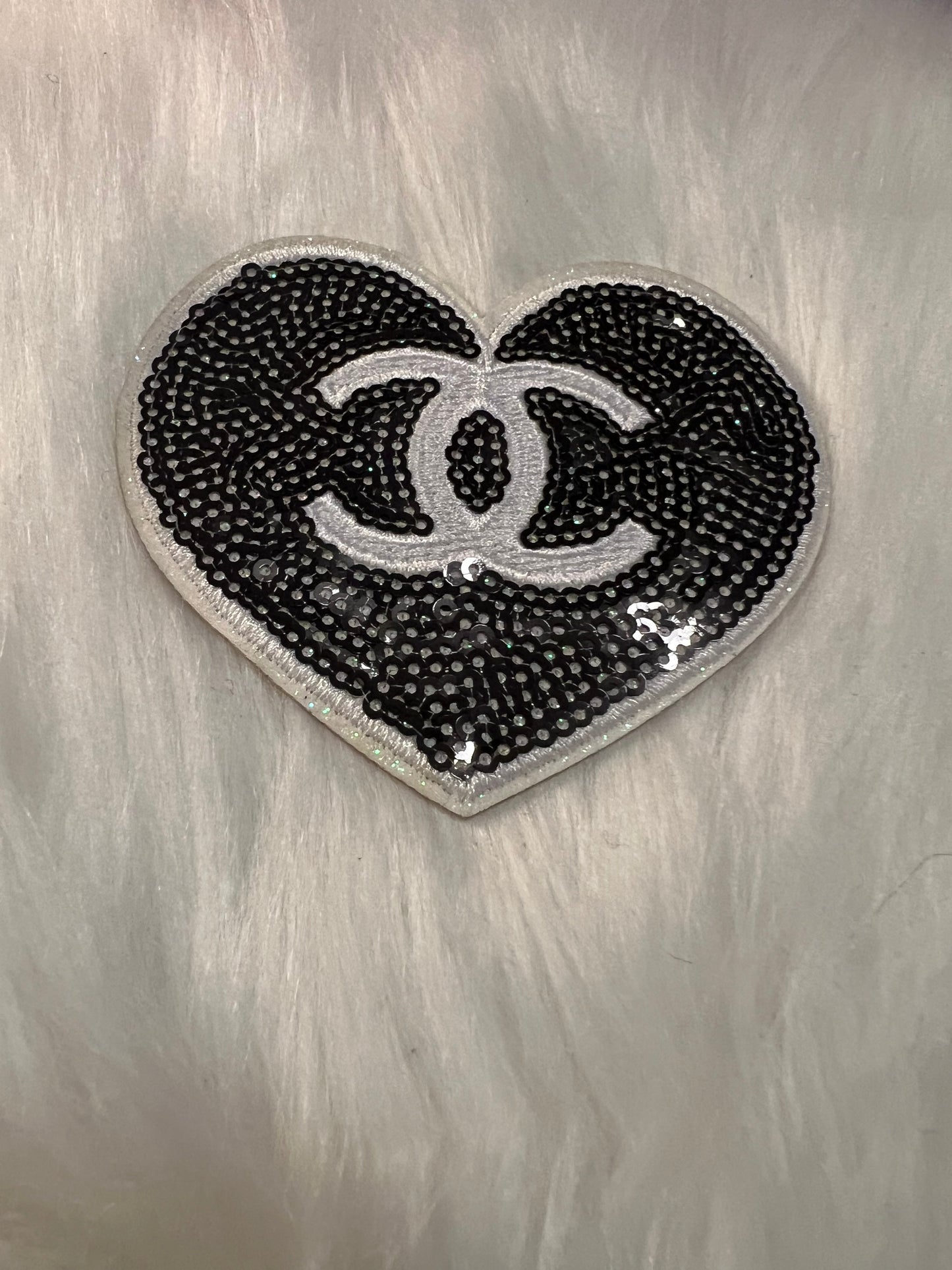 Black Sequin CC Heart