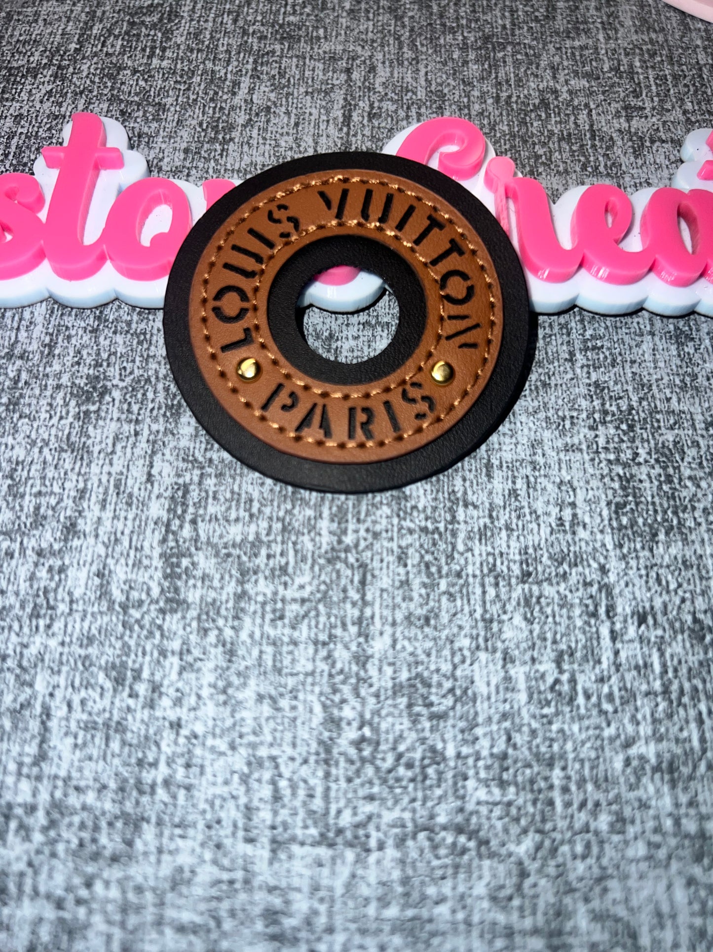 Brown & Black Round Faux Leather Patch Tag – Craft Accessory