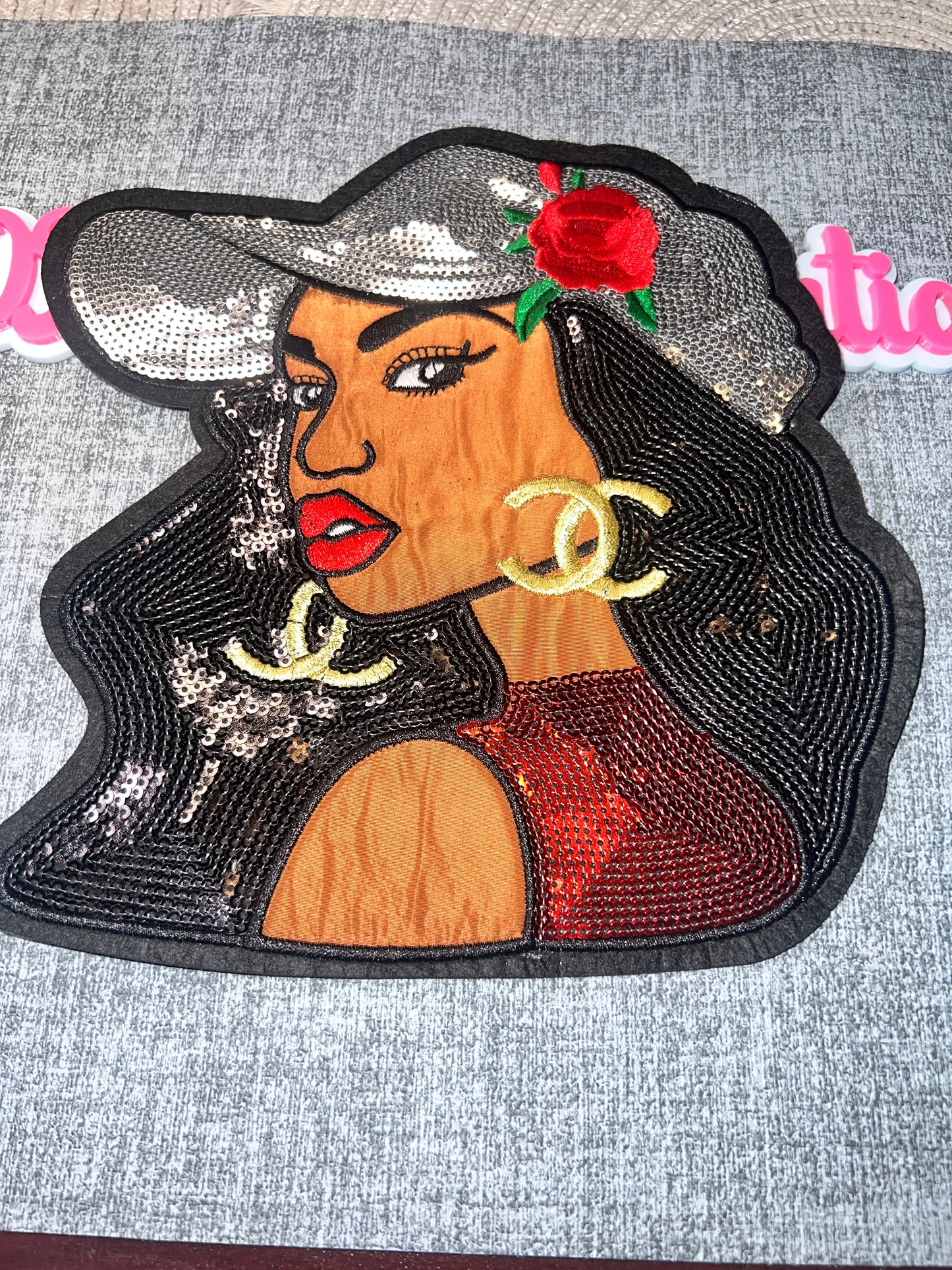 Luxury Inspired Sequin Glam Girl Patch – Statement Piece