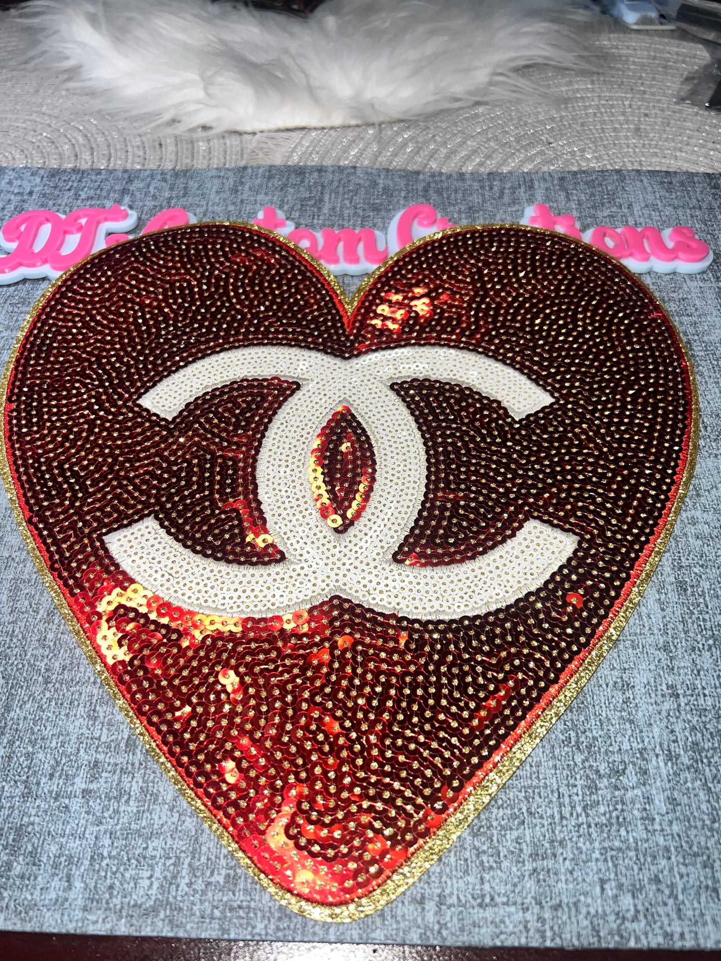 Luxury Red Sequin Heart Patch – Statement Style