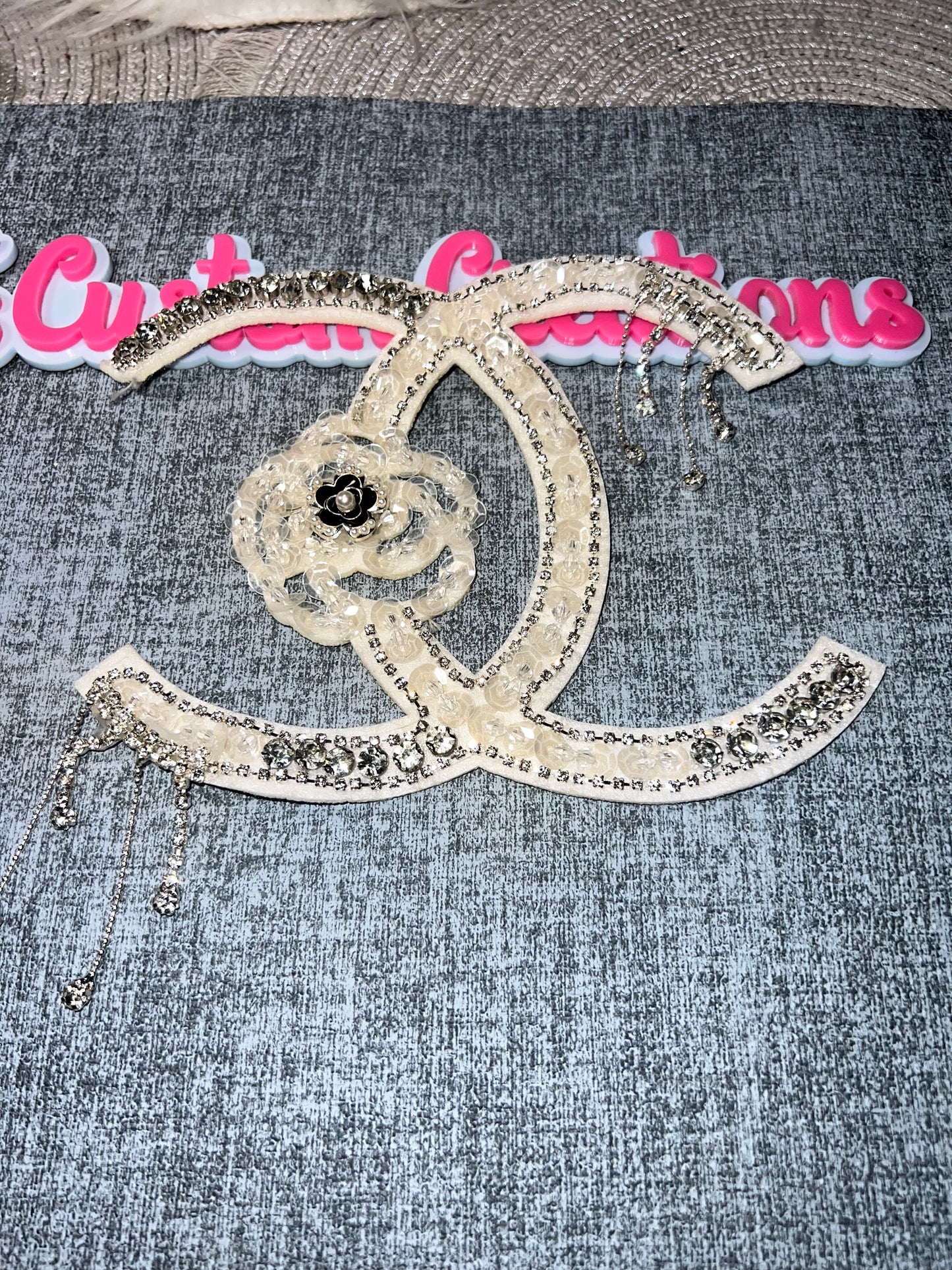 Luxury Inspired Ivory Embellished Logo Patch – Statement Luxe