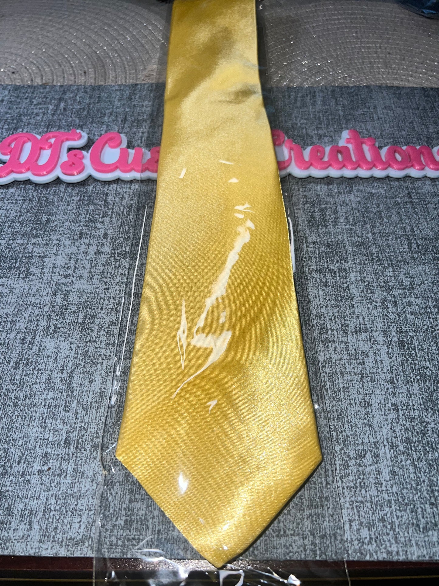 Gold Satin Tie – Metallic Glossy Necktie for DIY Crafts, Bling Projects & Luxury Custom Designs