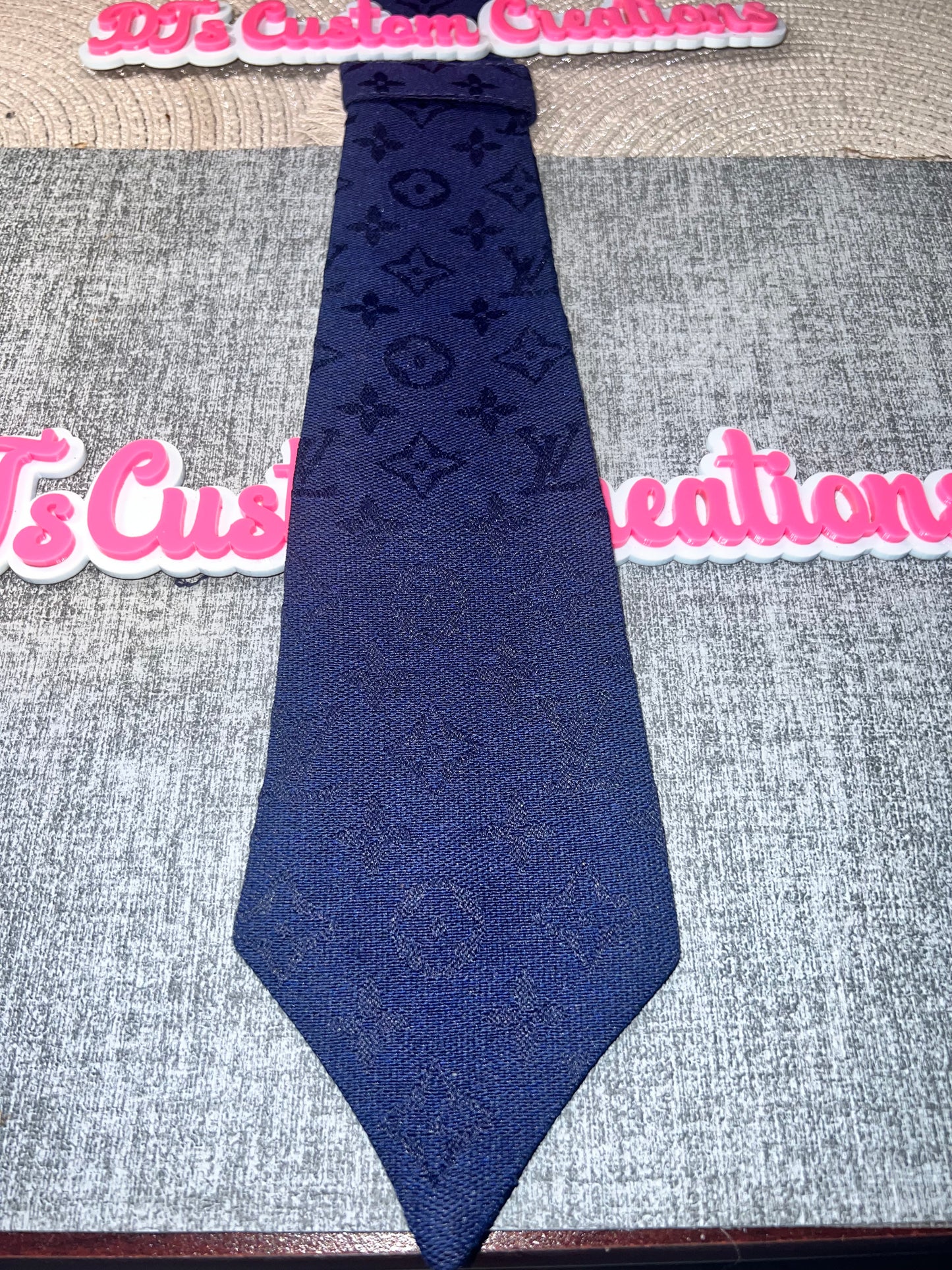 Royal Blue Tone-on-Tone Monogram Tie – Textured Neck Tie