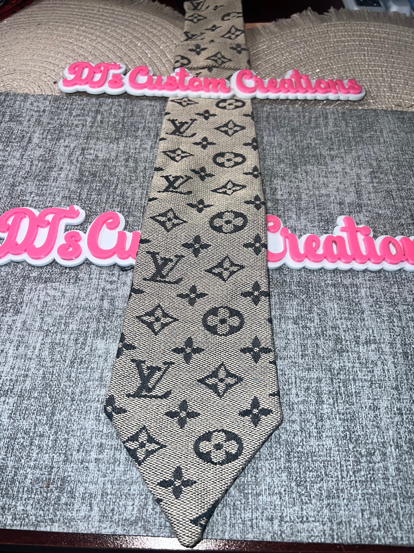 Bluish Gray Monogram Neck Tie – Luxury Style Pattern Tie for Men, Women & Custom Fashion
