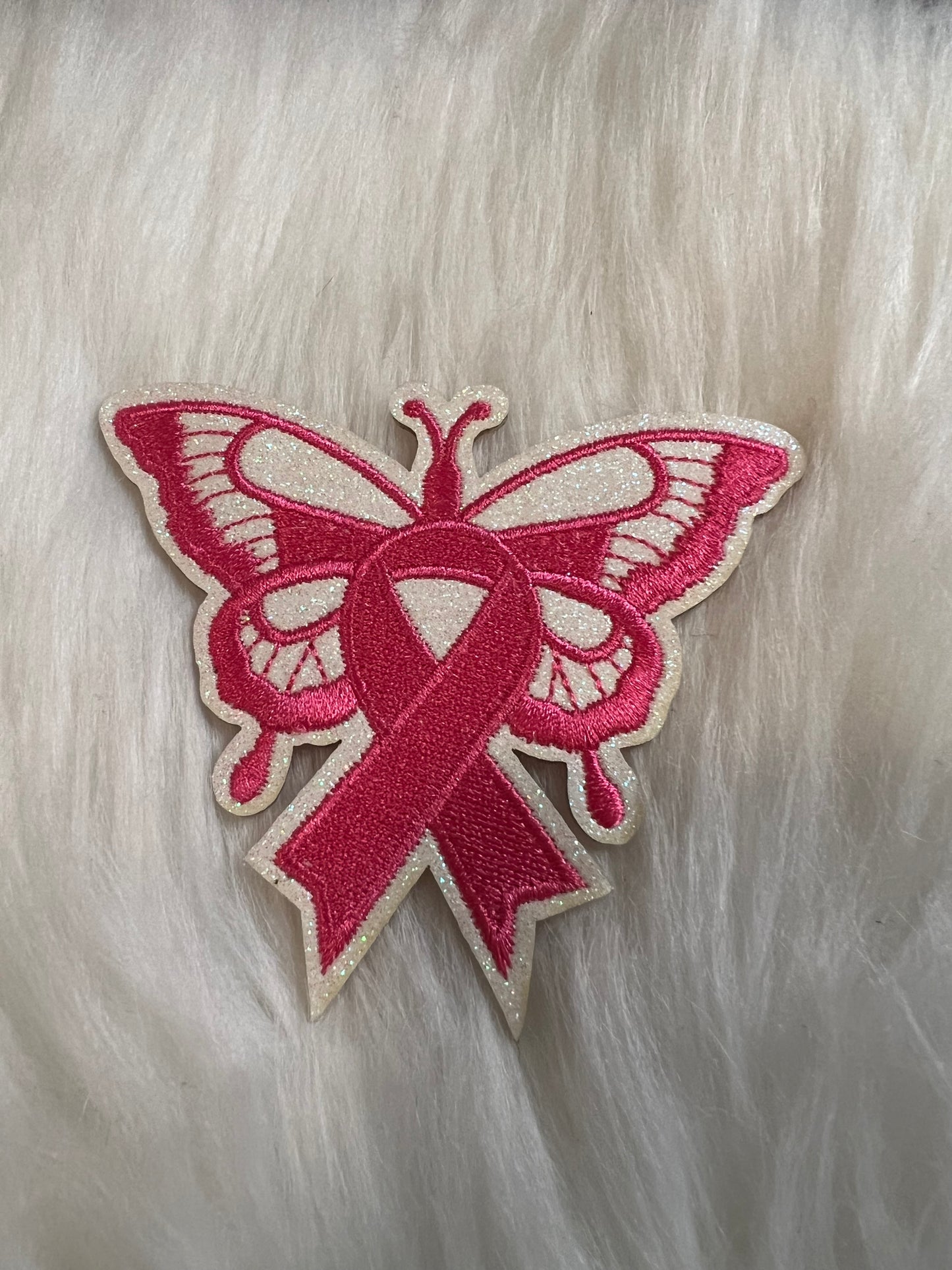 White Pink Ribbon Butterfly Cancer