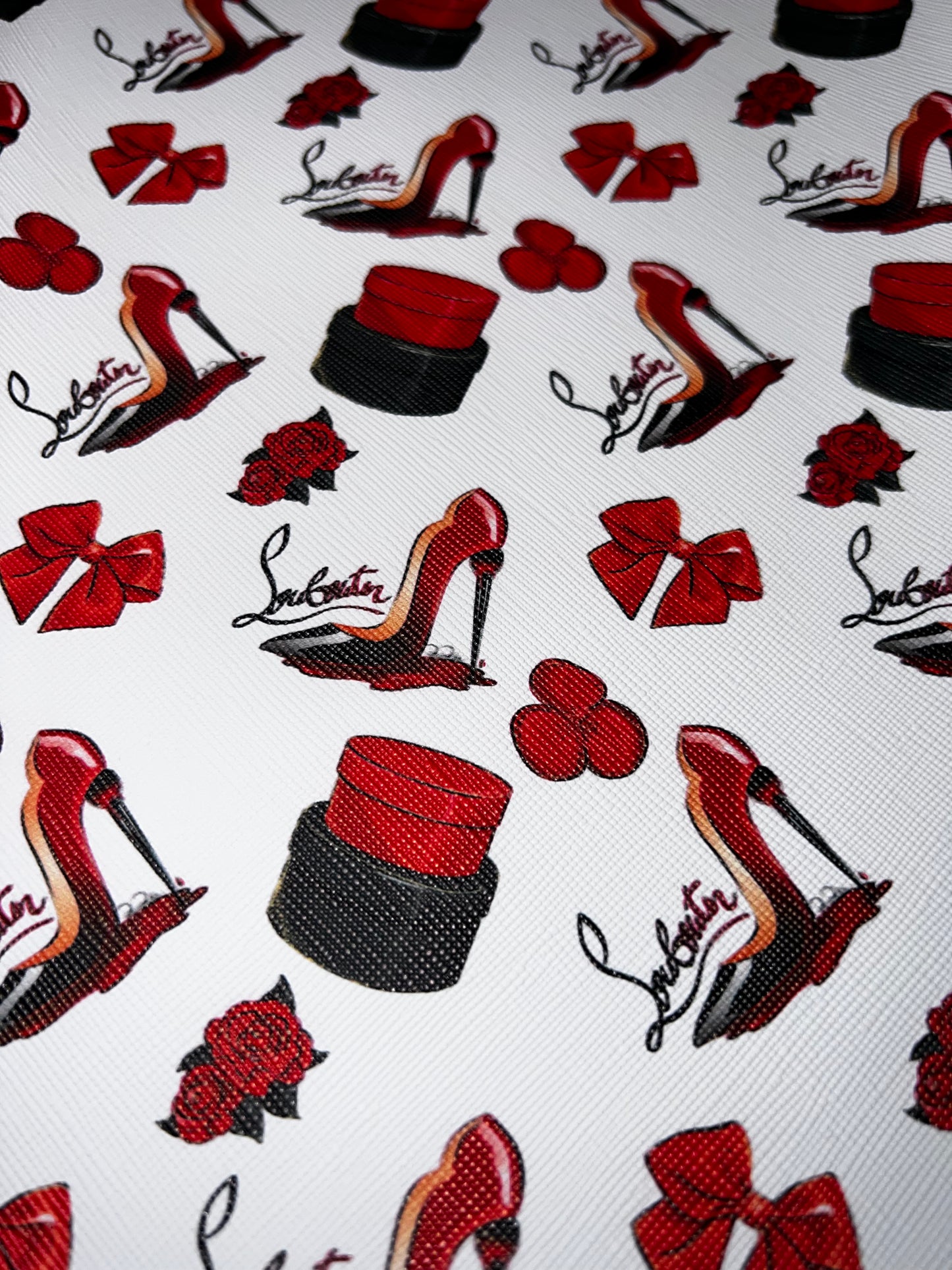 Red Heel & Bow Pattern Faux Leather Sheet 9x12 – Fashion Theme Craft Faux Leather