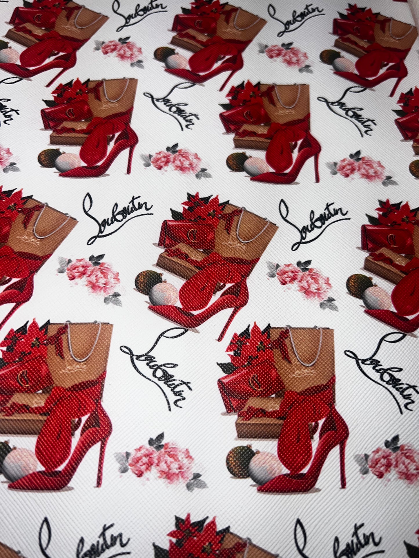 Red Heel & Shopping Bag Print Faux Leather Sheet – 9x12