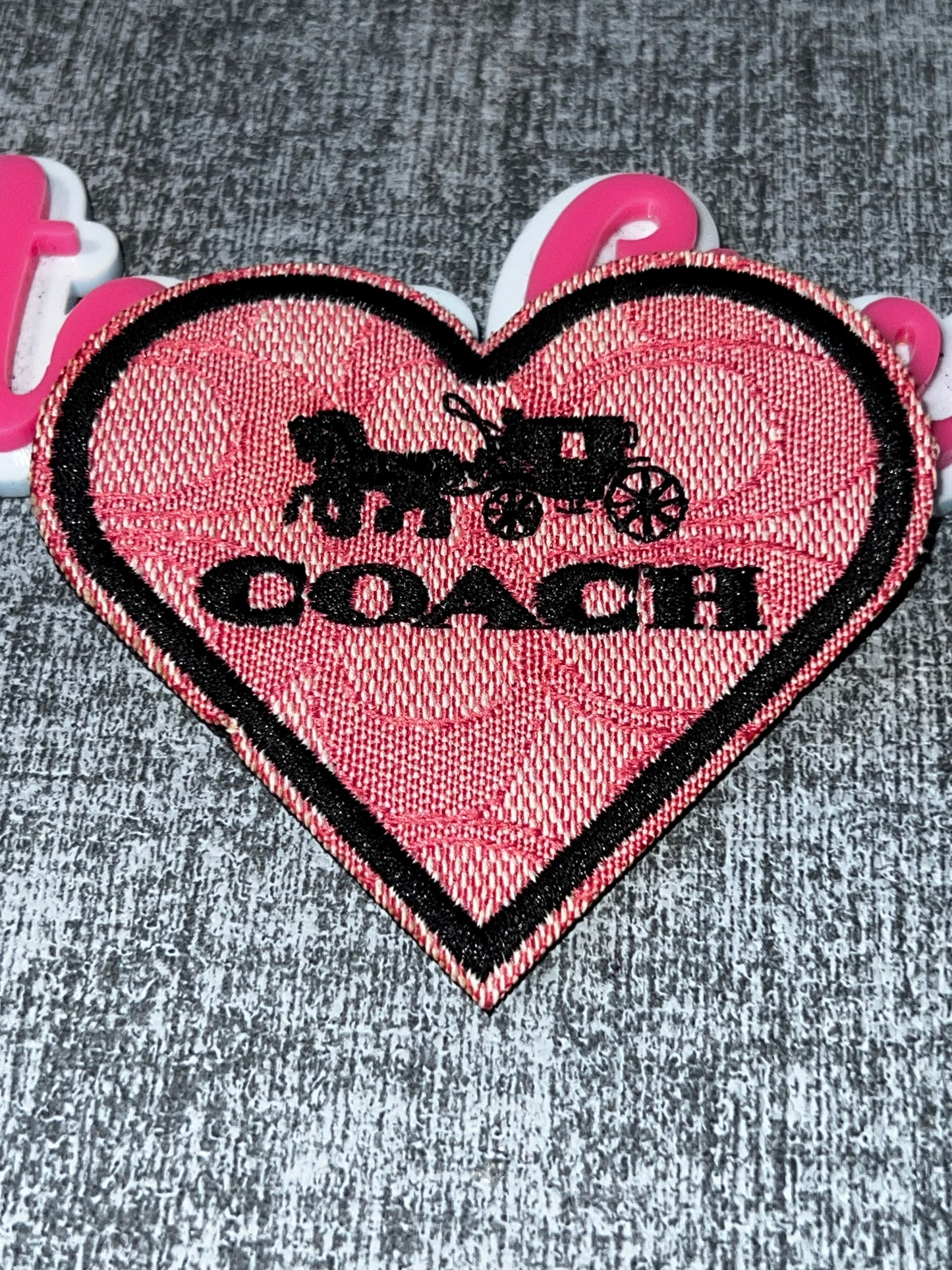 Pink Heart Fashion Patch – Embroidered Heart Applique – Approx. 4 Inches