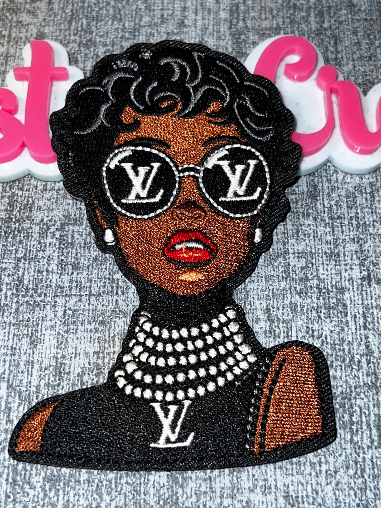 Glam Fashion Girl Embroidered Patch – Statement Applique – Approx. 4 Inches