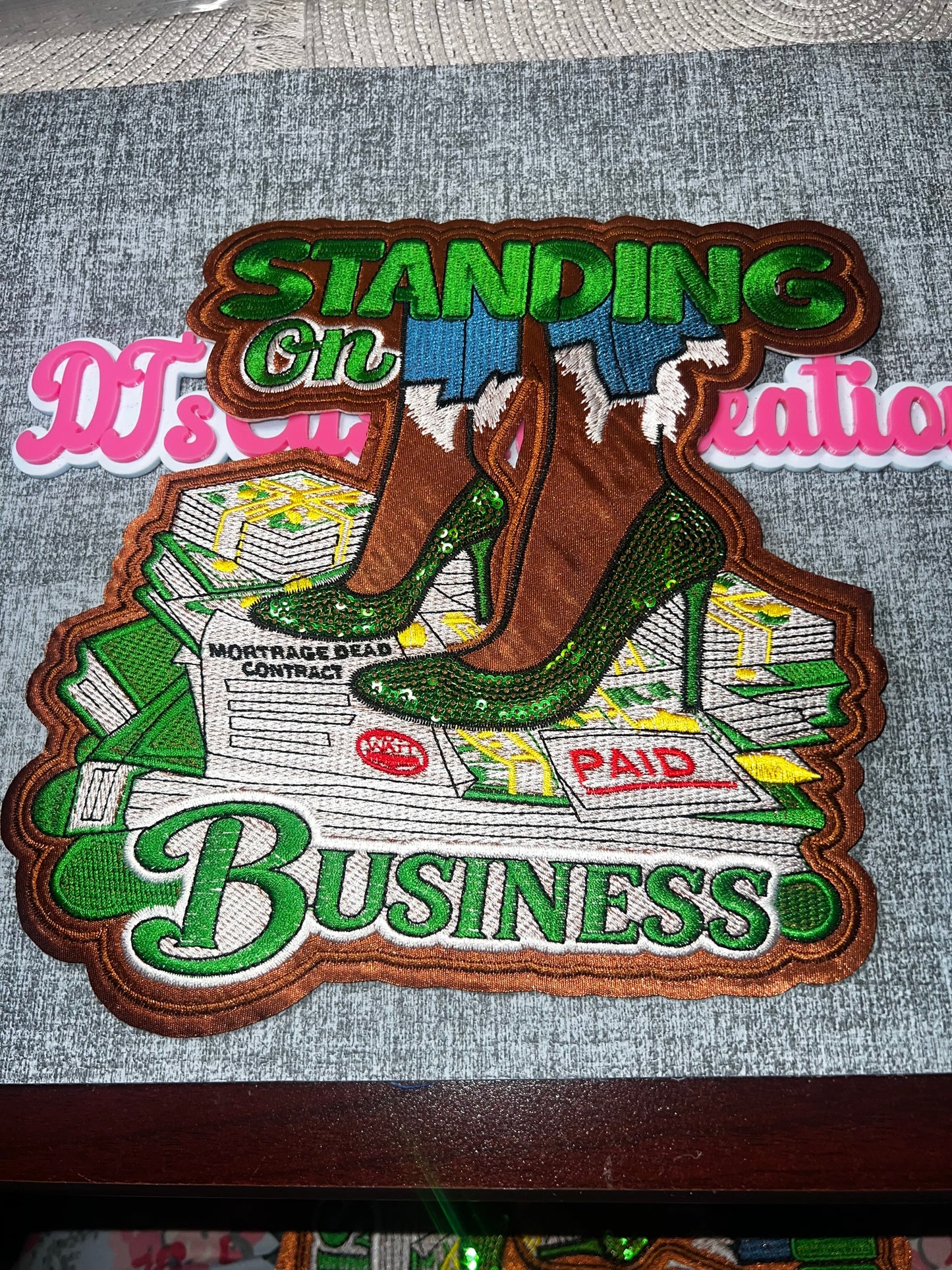 Standing On Business Money Edition Embroidered Patch – Statement Fashion Applique – Approx. 6 Inches
