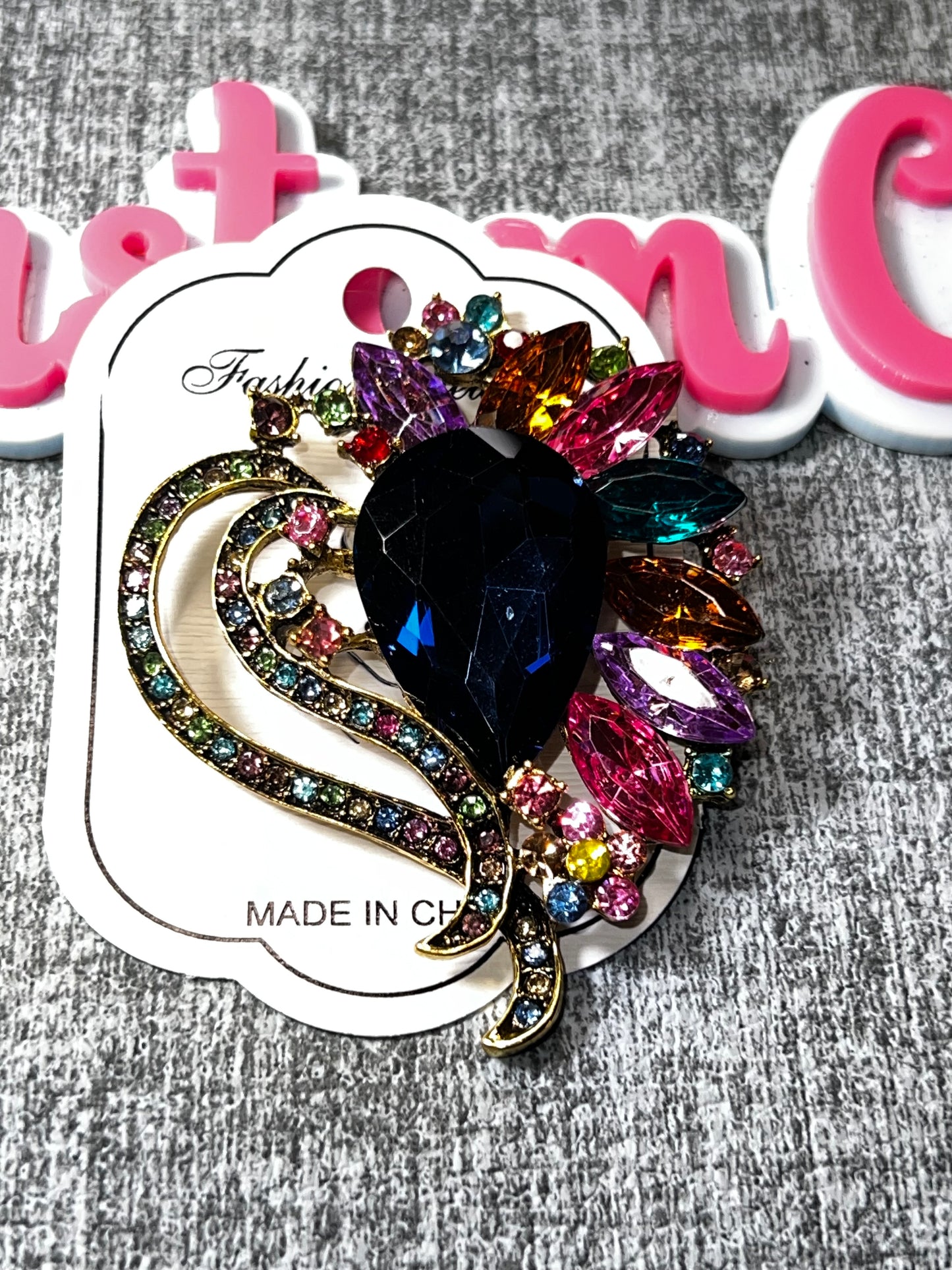 Multicolor Crystal Flower Brooch Pin – Colorful Statement Jewelry