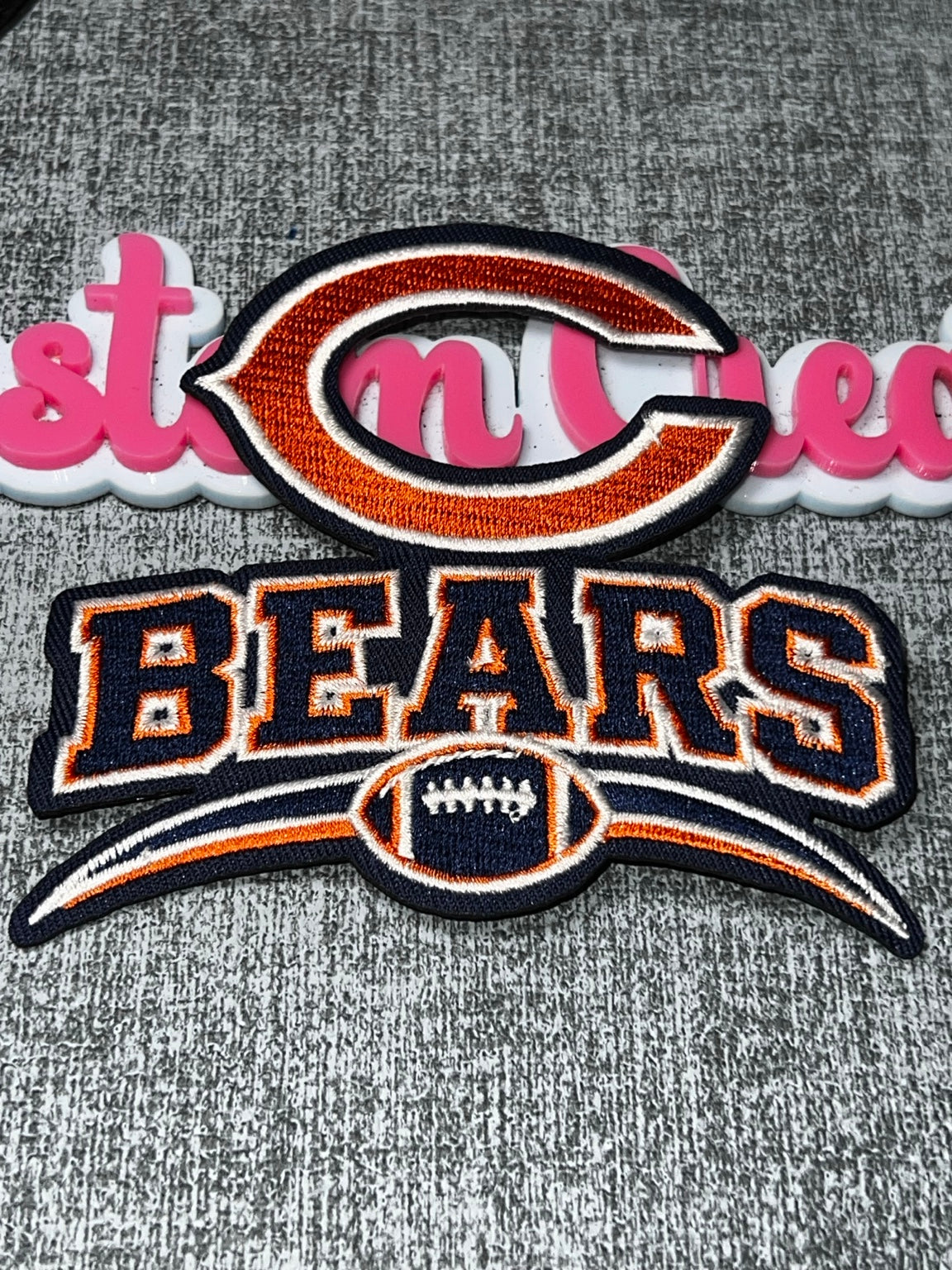 Navy Orange Bear Letter Patch – Embroidered Iron On Applique