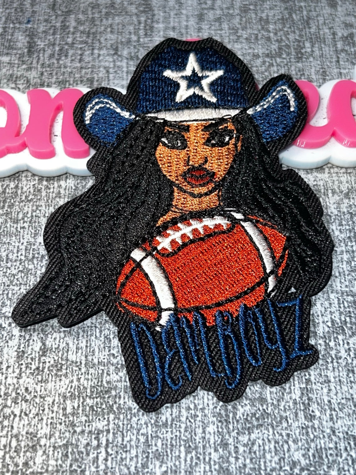 Navy Star Cowgirl Statement Patch – Embroidered Iron On Applique