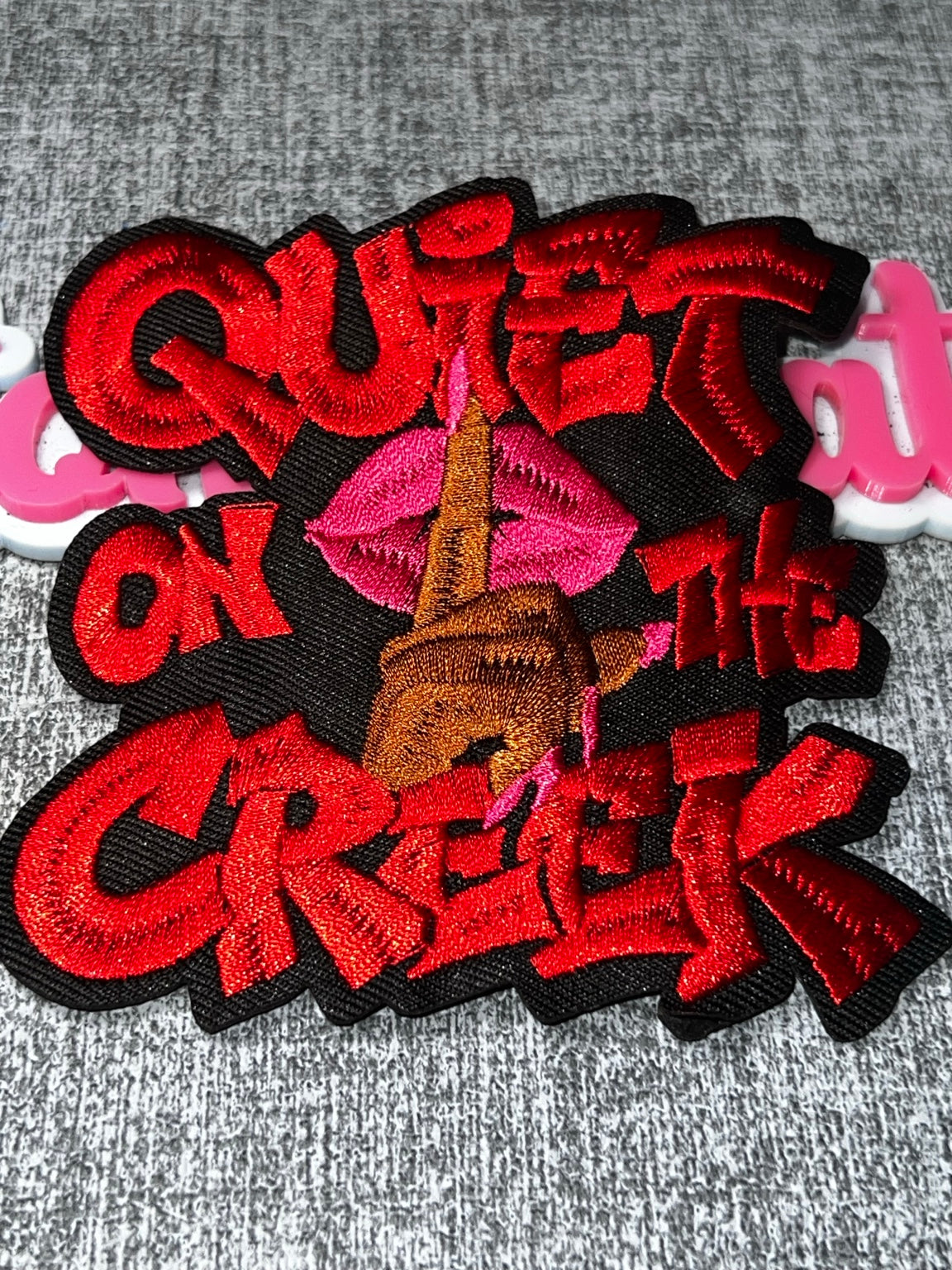 Quiet On The Creek Red Lips Patch – Embroidered Iron On Applique